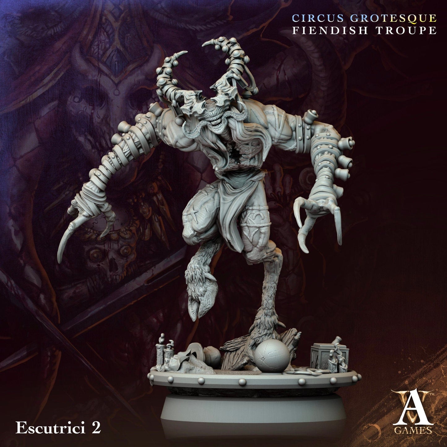 3D Printed Archvillain Games Escutrici Circus Grotesque Fiendish Troupe 28 32mm D&D - 3D Printing Boss 