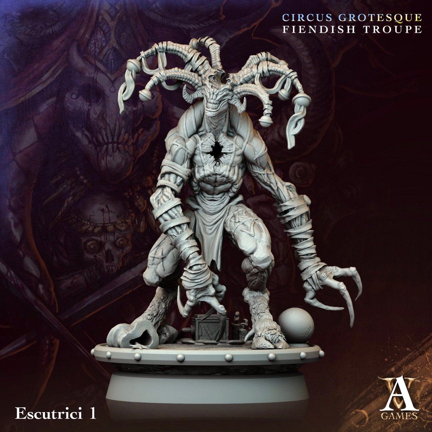 3D Printed Archvillain Games Escutrici Circus Grotesque Fiendish Troupe 28 32mm D&D - 3D Printing Boss 