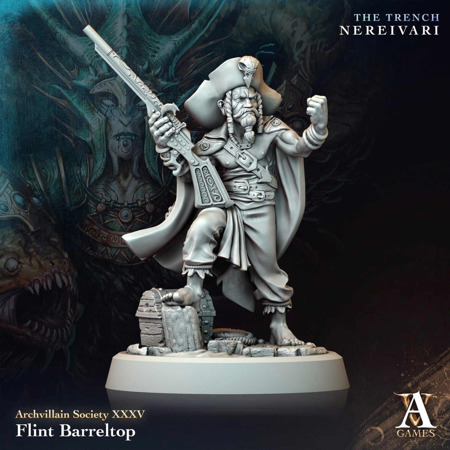 3D Printed Archvillain Games Flint Barreltop Archvillain Society Vol XXXV 28 32mm D&D - 3D Printing Boss 