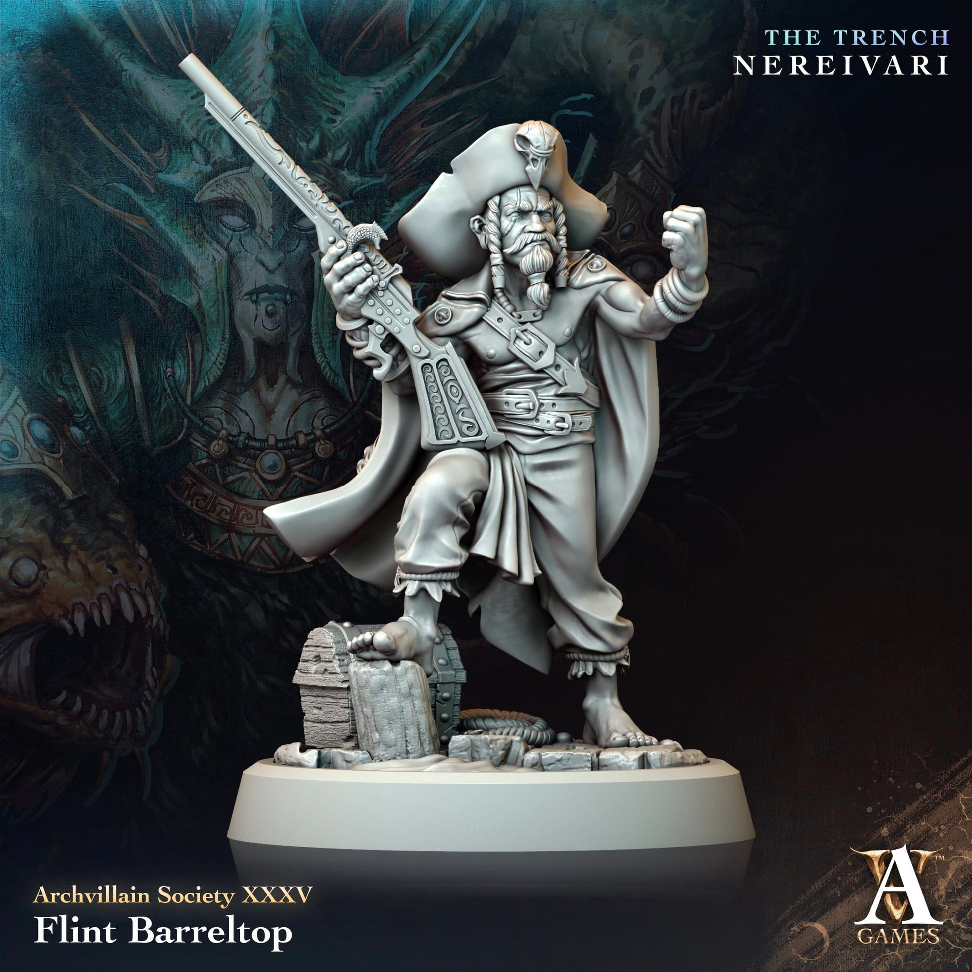 3D Printed Archvillain Games Flint Barreltop Archvillain Society Vol XXXV 28 32mm D&D - 3D Printing Boss 