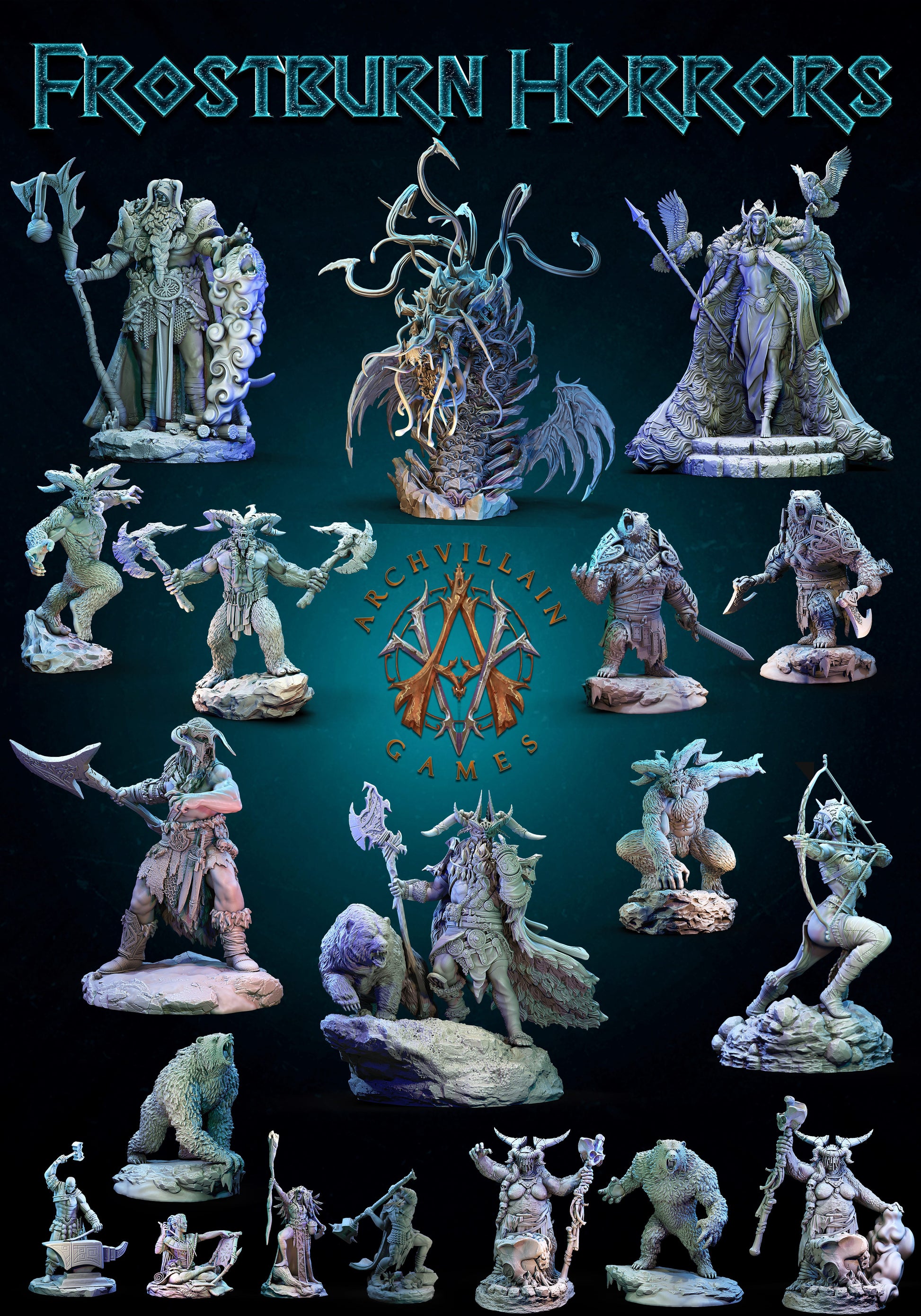 3D Printed Archvillain Games Frostburn Horrors - Frost Giant Jarl 28mm 32mm D&D - 3D Printing Boss 