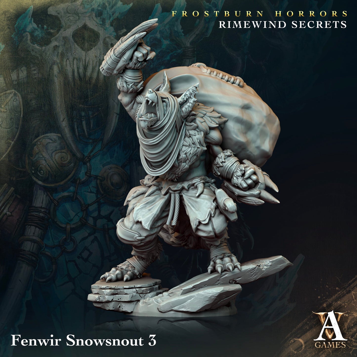3D Printed Archvillain Games Frostburn Horrors Rimewind Secrets - Fenwir Snowsnout 28mm 32mm D&D - 3D Printing Boss 