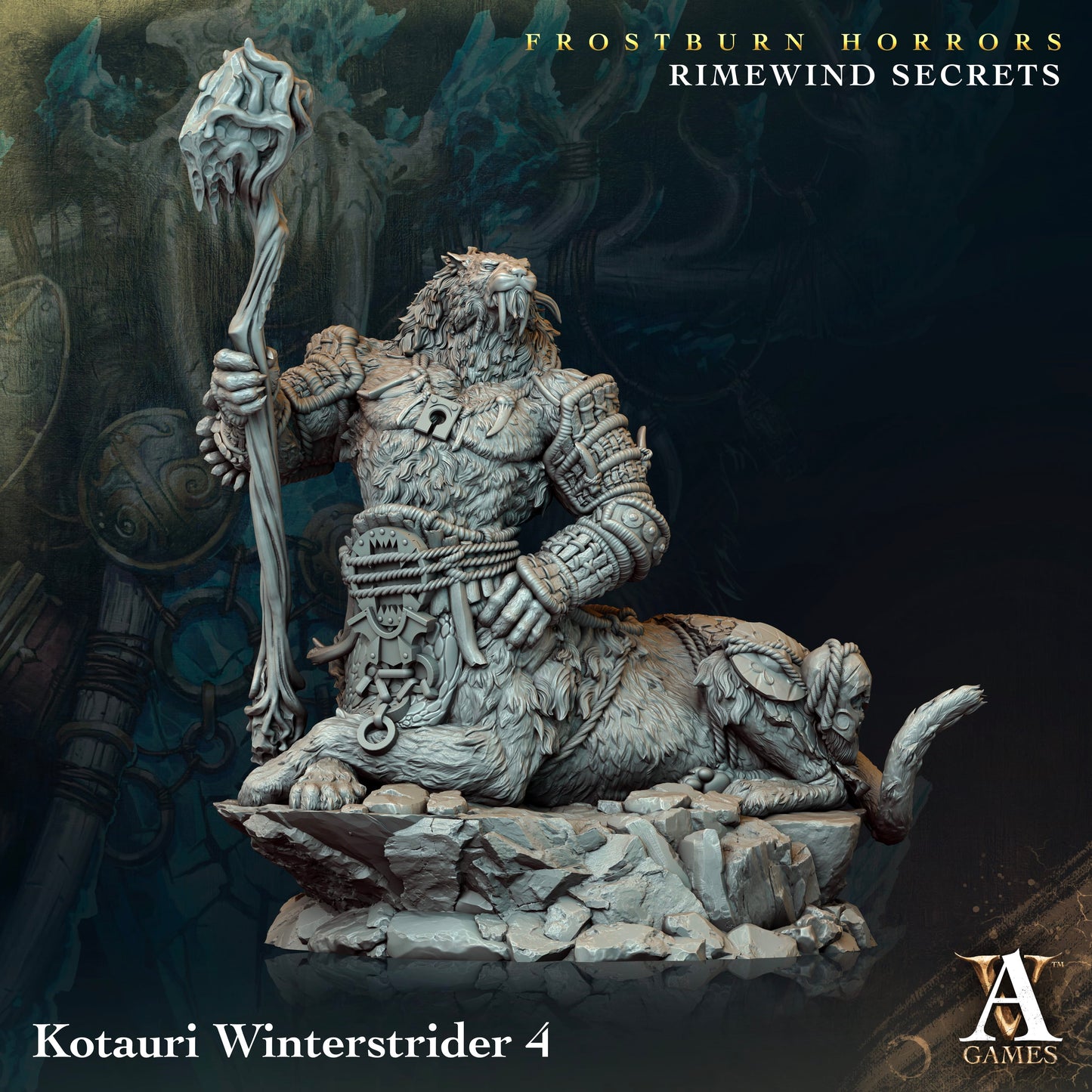 3D Printed Archvillain Games Frostburn Horrors Rimewind Secrets - Kotauri Winterstrider 28mm 32mm D&D - 3D Printing Boss 