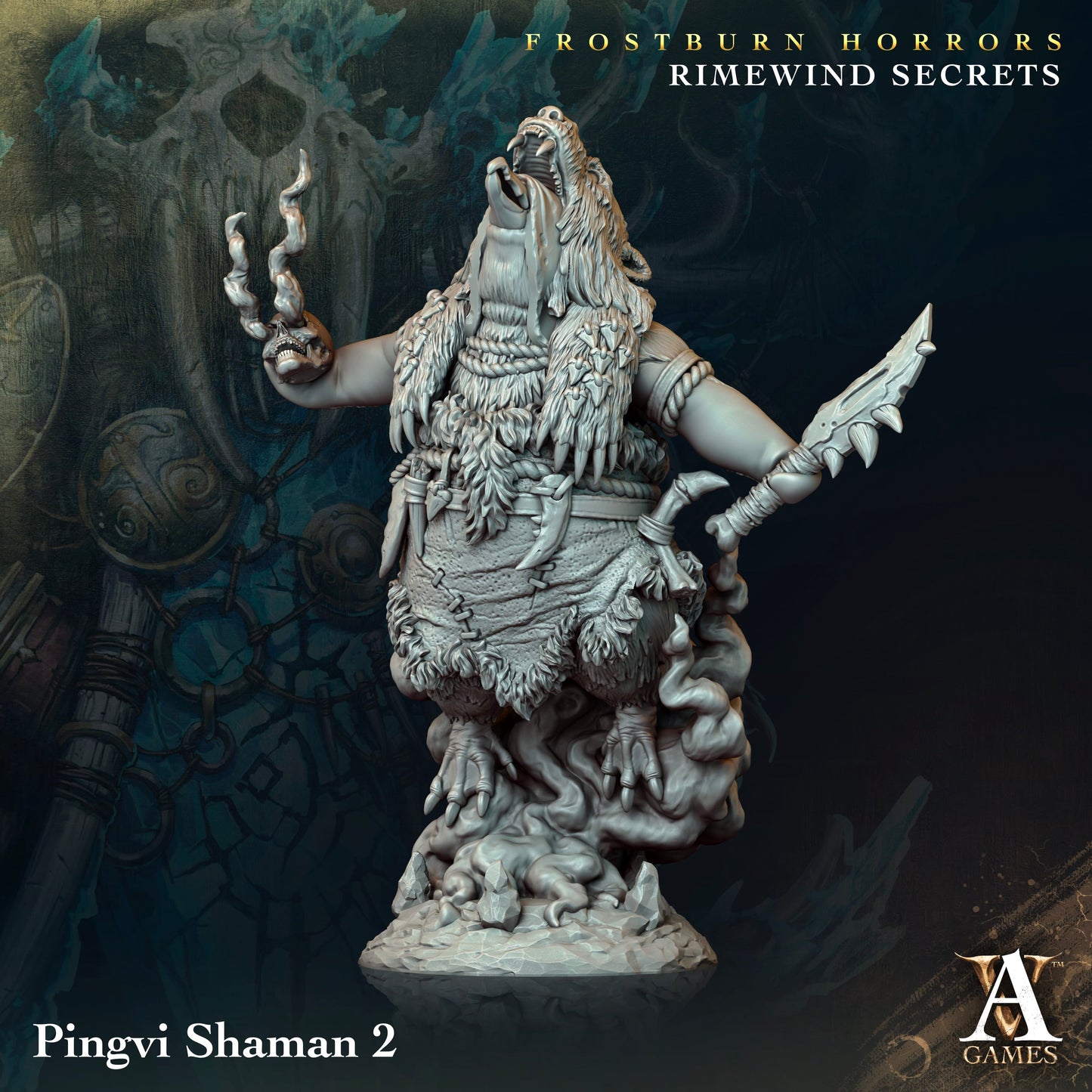 3D Printed Archvillain Games Frostburn Horrors Rimewind Secrets - Pingvi Shaman 28mm 32mm D&D - 3D Printing Boss 