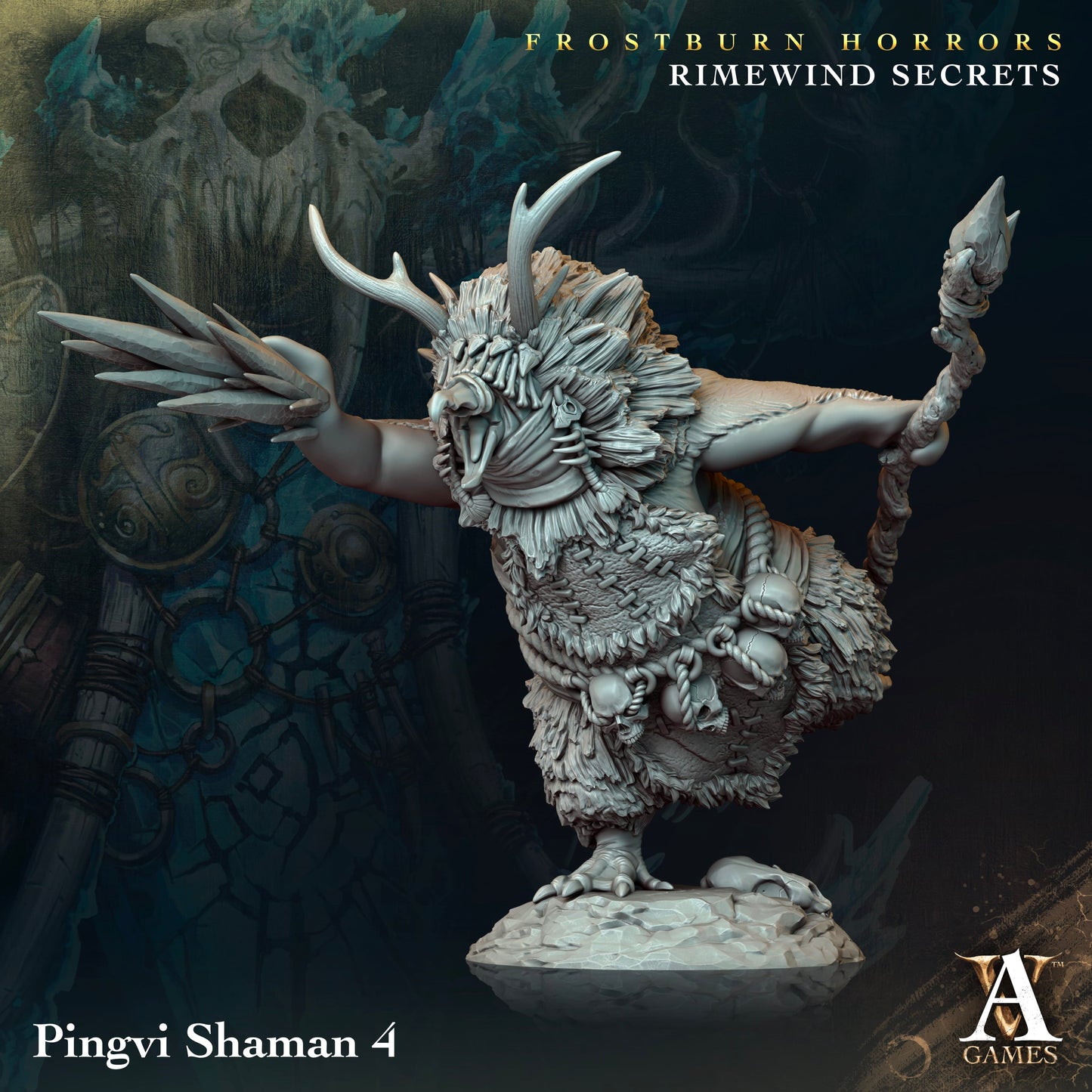 3D Printed Archvillain Games Frostburn Horrors Rimewind Secrets - Pingvi Shaman 28mm 32mm D&D - 3D Printing Boss 