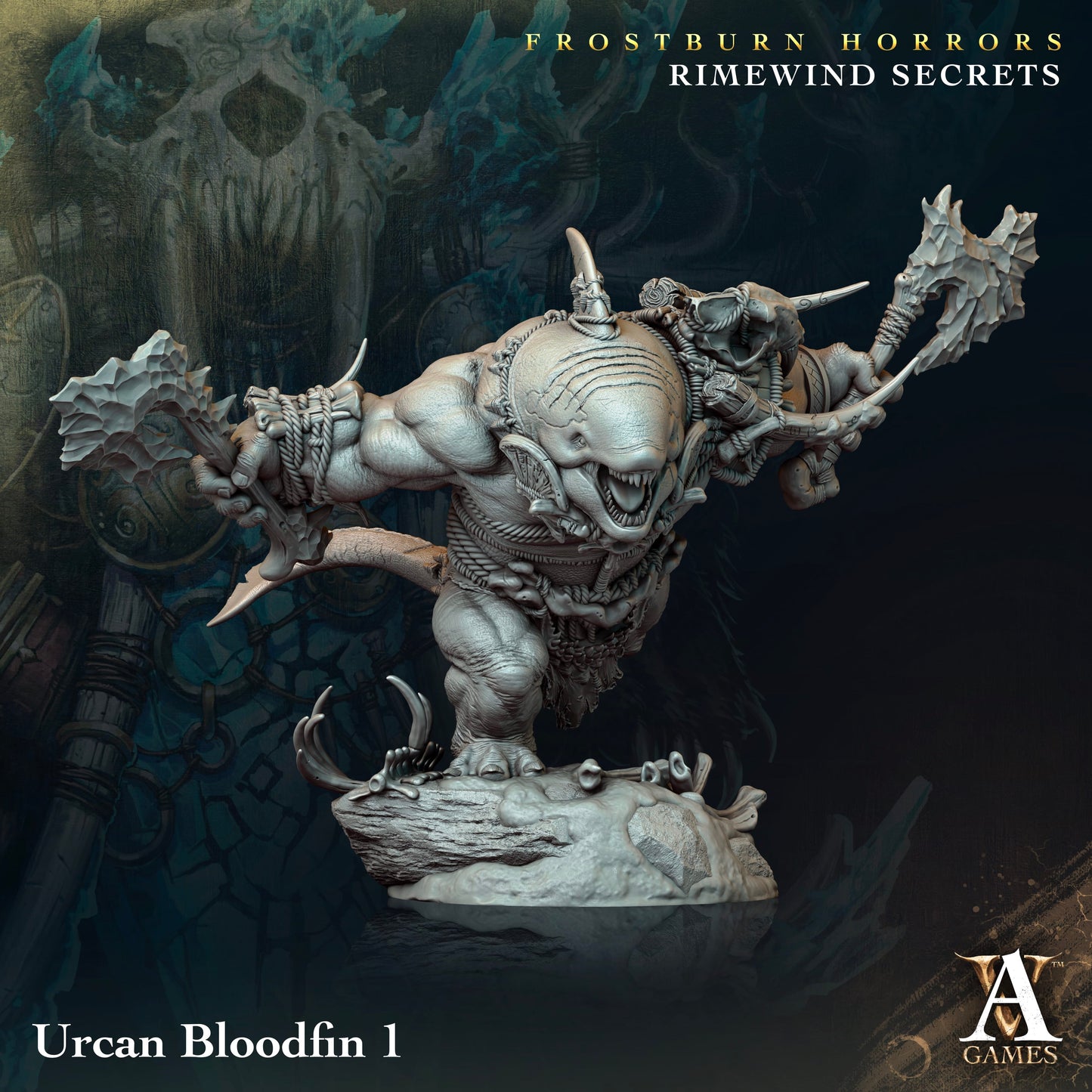 3D Printed Archvillain Games Frostburn Horrors Rimewind Secrets - Urcan Bloodfin 28mm 32mm D&D - 3D Printing Boss 