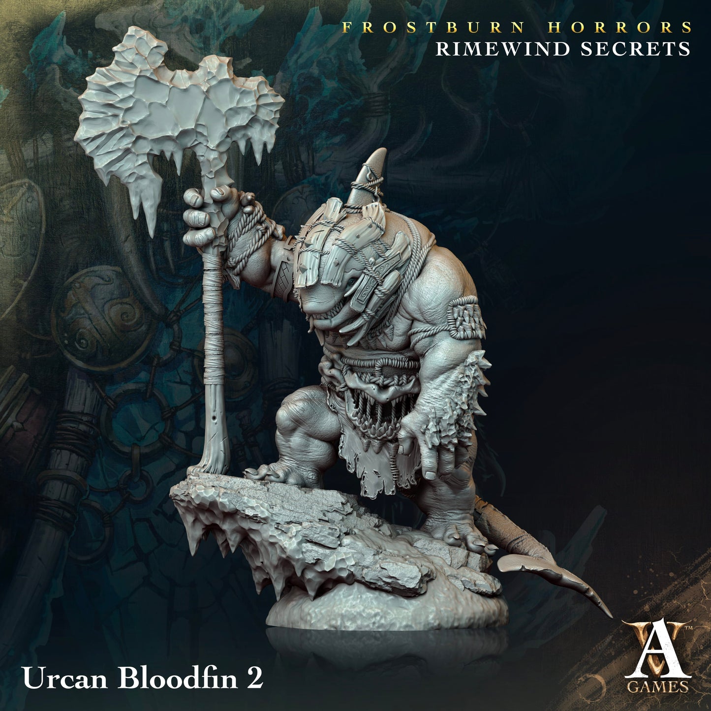 3D Printed Archvillain Games Frostburn Horrors Rimewind Secrets - Urcan Bloodfin 28mm 32mm D&D - 3D Printing Boss 