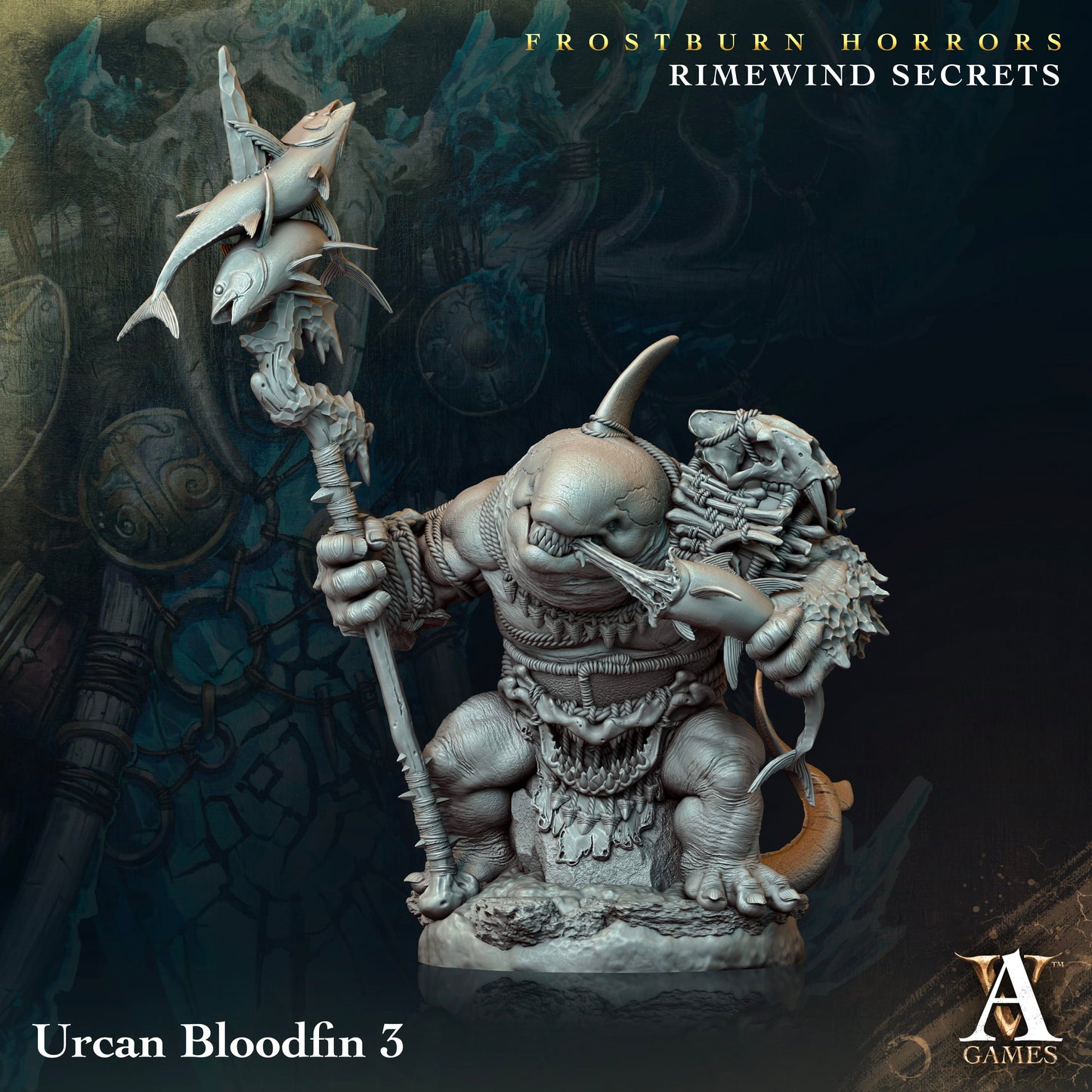 3D Printed Archvillain Games Frostburn Horrors Rimewind Secrets - Urcan Bloodfin 28mm 32mm D&D - 3D Printing Boss 