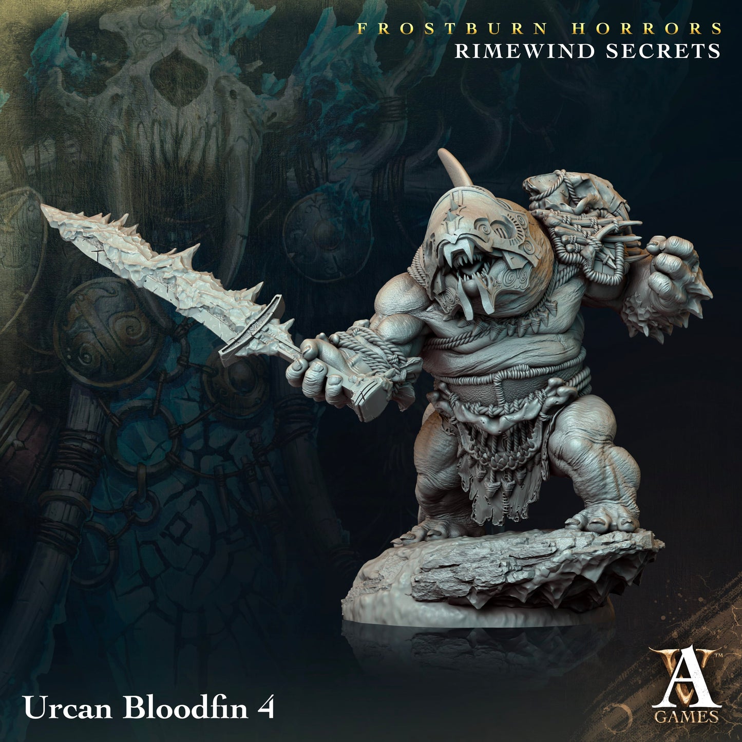 3D Printed Archvillain Games Frostburn Horrors Rimewind Secrets - Urcan Bloodfin 28mm 32mm D&D - 3D Printing Boss 