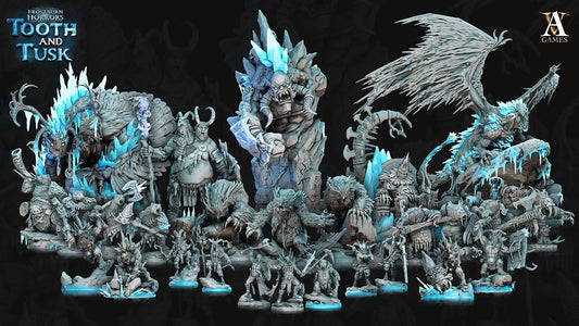 3D Printed Archvillain Games Frostburn Horrors Tooth and Tusk - Ice Troll Bust 28mm 32mm D&D - 3D Printing Boss 