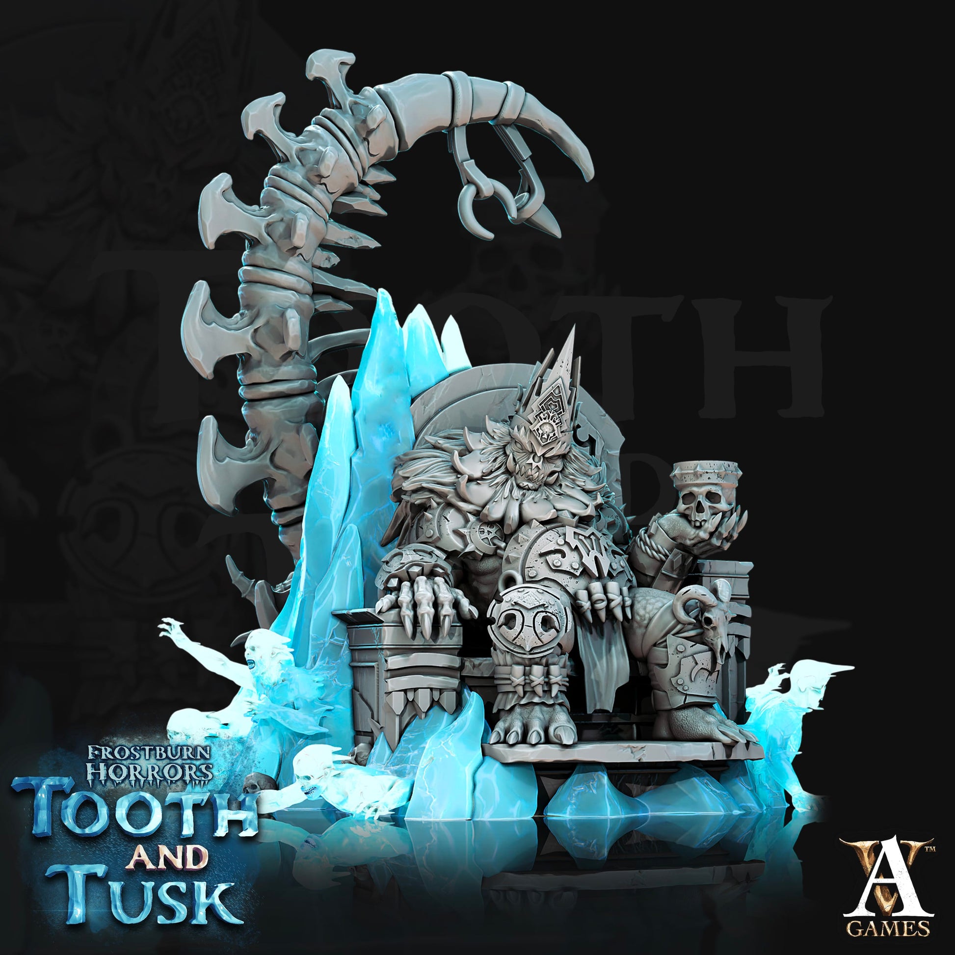 3D Printed Archvillain Games Frostburn Horrors Tooth and Tusk - Sligo - Ice Troll King 28mm 32mm D&D - 3D Printing Boss 