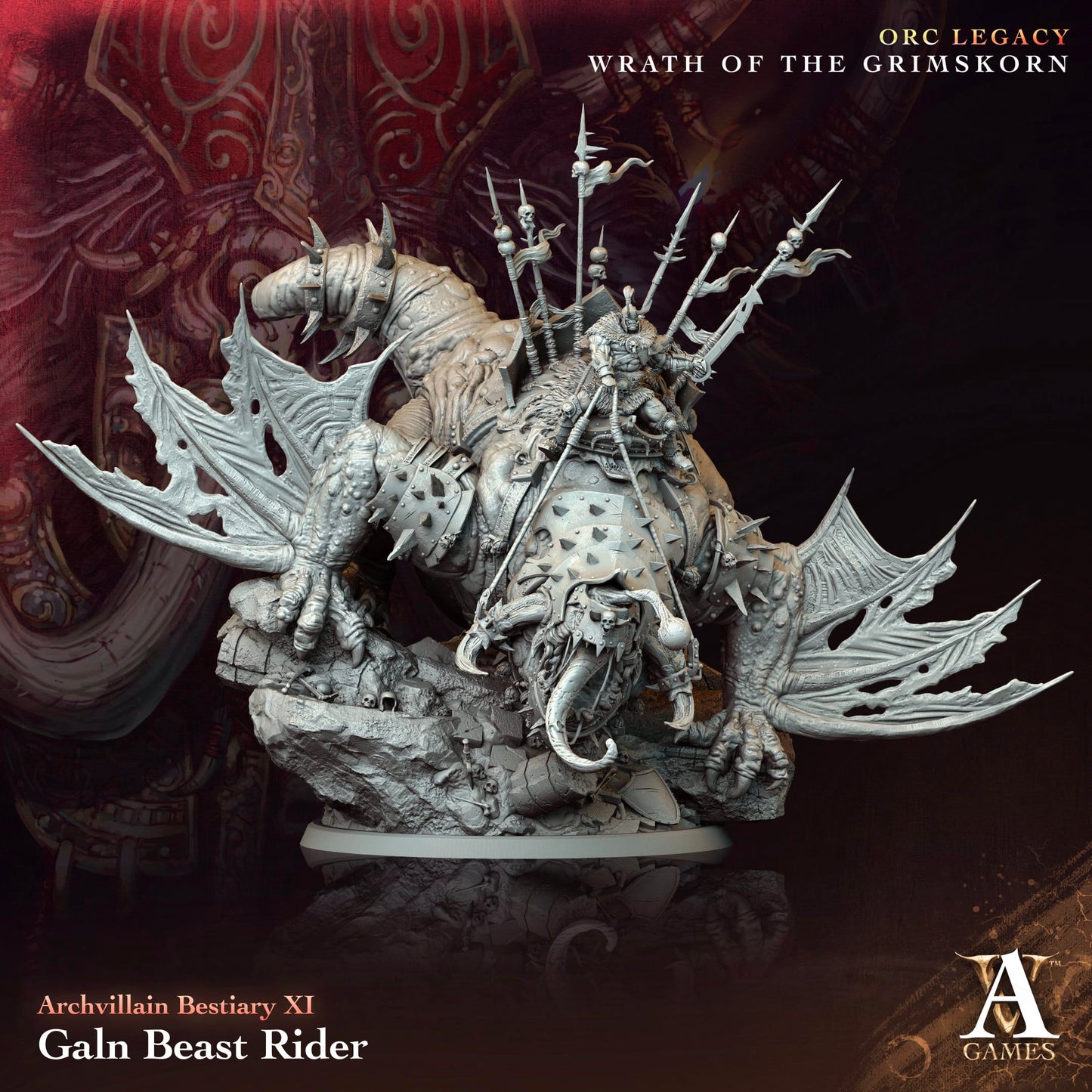 3D Printed Archvillain Games Galn Beast Rider Archvillain Bestiary Vol XI 28 32mm D&D - 3D Printing Boss 
