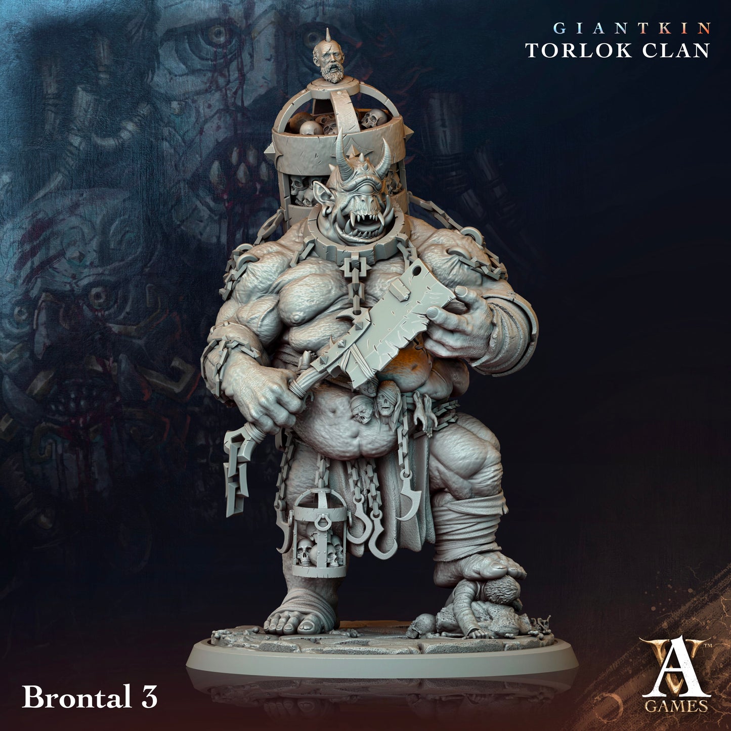 3D Printed Archvillain Games Giantkin - Torlok Clan Brontal 28 32mm D&D - 3D Printing Boss 