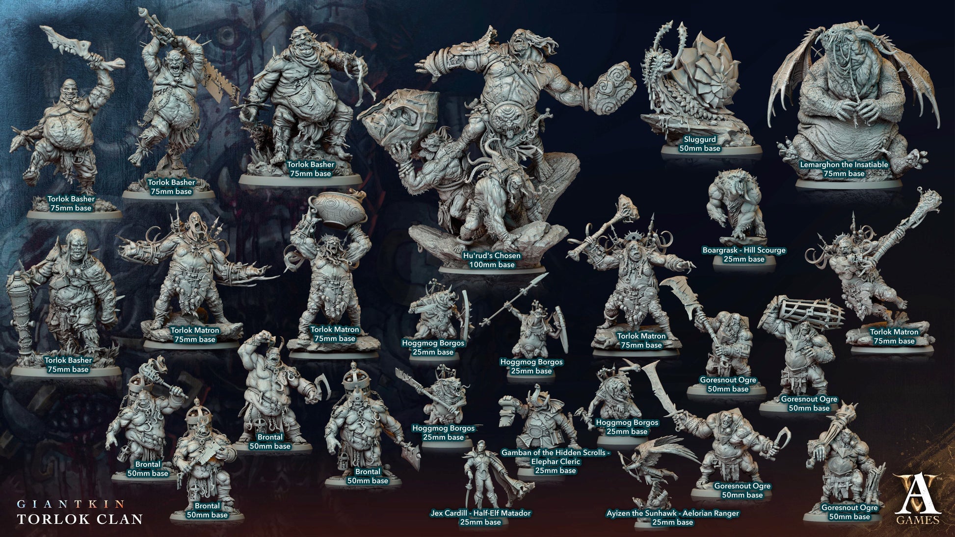 3D Printed Archvillain Games Giantkin - Torlok Clan Brontal 28 32mm D&D - 3D Printing Boss 