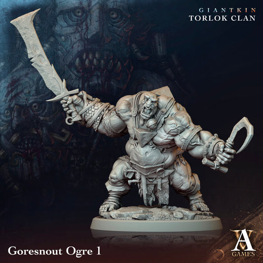 3D Printed Archvillain Games Giantkin - Torlok Clan Goresnout Ogre 28 32mm D&D - 3D Printing Boss 
