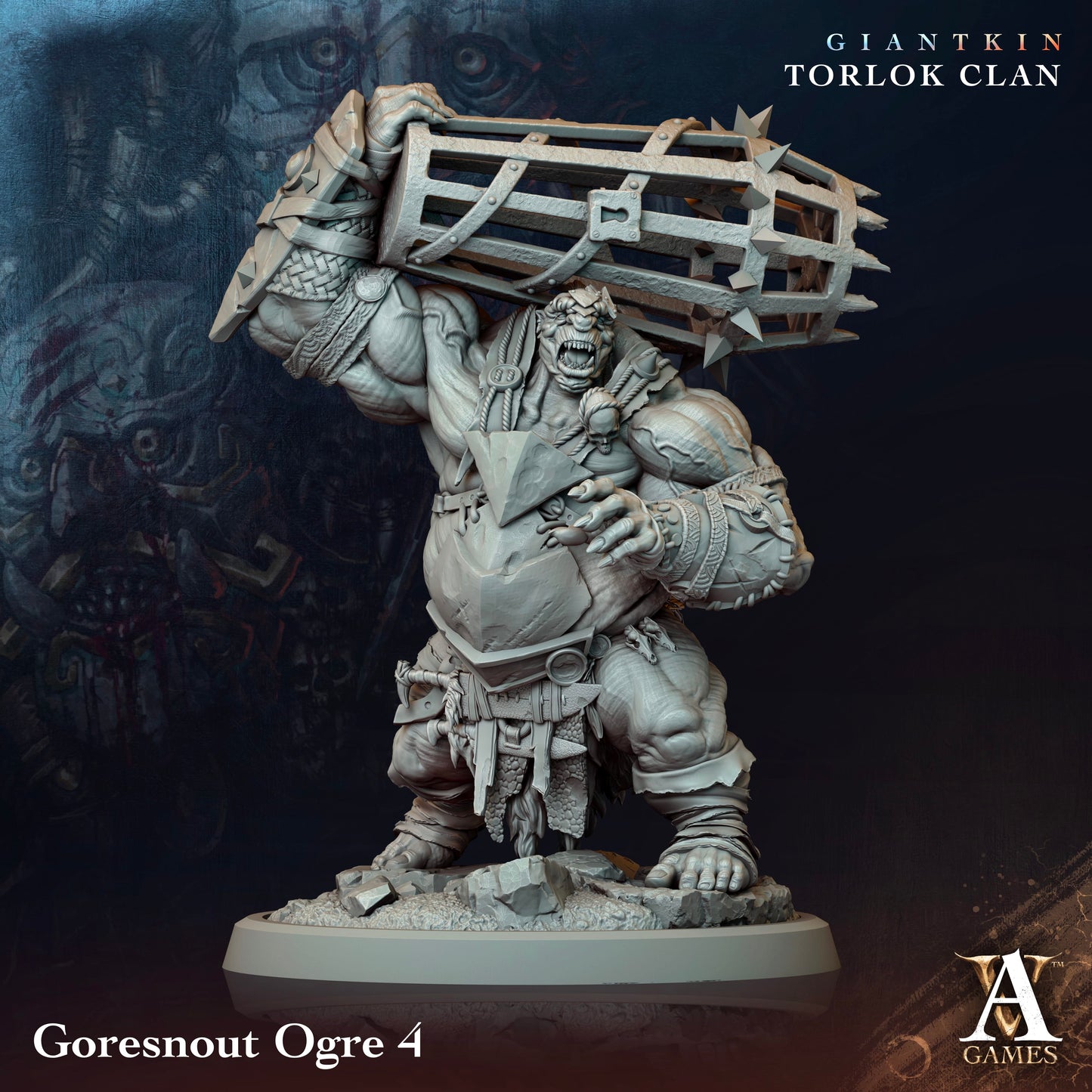 3D Printed Archvillain Games Giantkin - Torlok Clan Goresnout Ogre 28 32mm D&D - 3D Printing Boss 