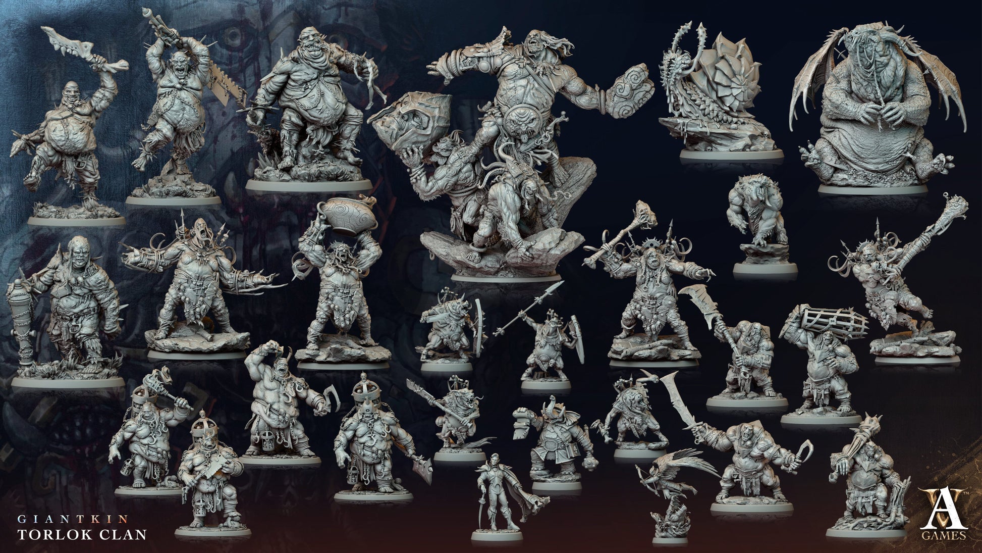 3D Printed Archvillain Games Giantkin - Torlok Clan Goresnout Ogre 28 32mm D&D - 3D Printing Boss 