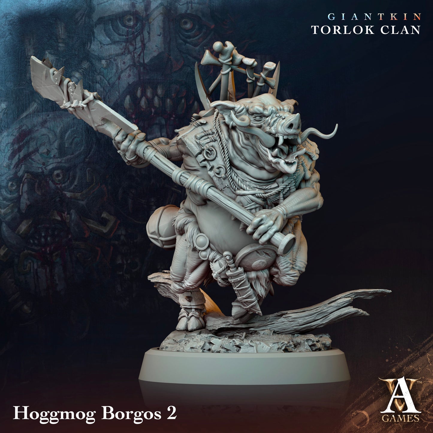 3D Printed Archvillain Games Giantkin - Torlok Clan Hoggmog Borgos 28 32mm D&D - 3D Printing Boss 