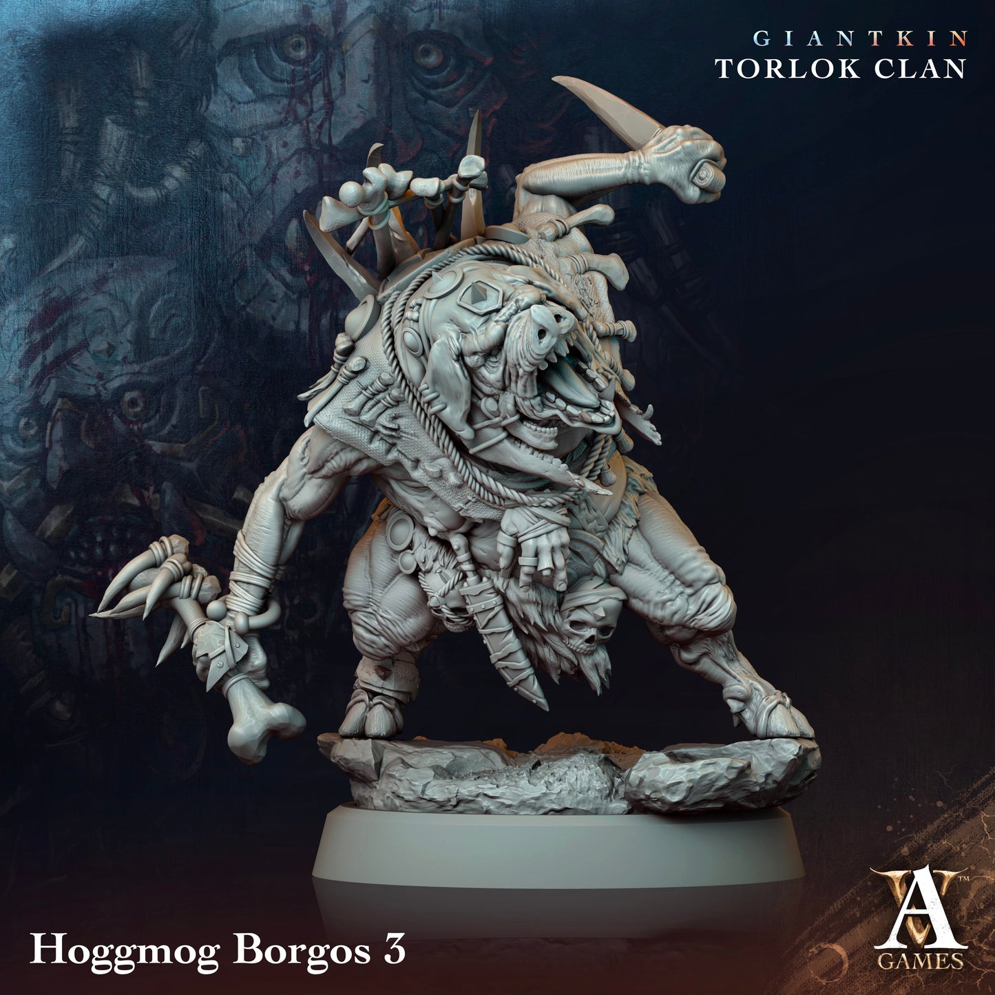 3D Printed Archvillain Games Giantkin - Torlok Clan Hoggmog Borgos 28 32mm D&D - 3D Printing Boss 
