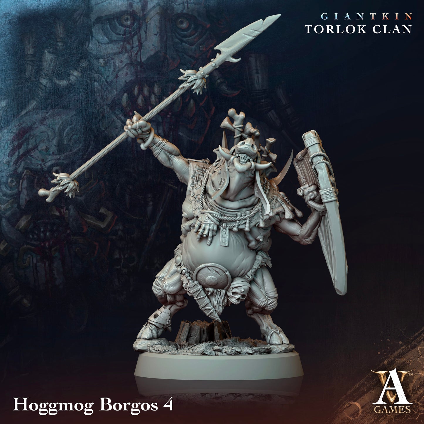 3D Printed Archvillain Games Giantkin - Torlok Clan Hoggmog Borgos 28 32mm D&D - 3D Printing Boss 