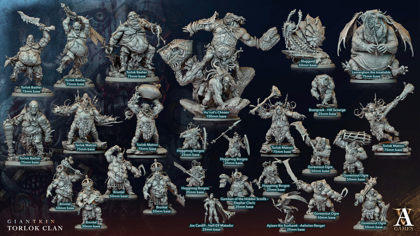 3D Printed Archvillain Games Giantkin - Torlok Clan Hoggmog Borgos 28 32mm D&D - 3D Printing Boss 