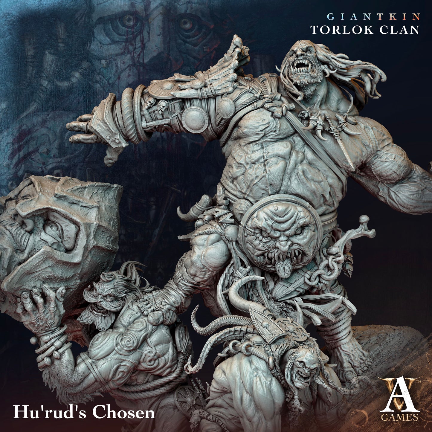 3D Printed Archvillain Games Giantkin - Torlok Clan Hu'rud's Chosen 28 32mm D&D - 3D Printing Boss 