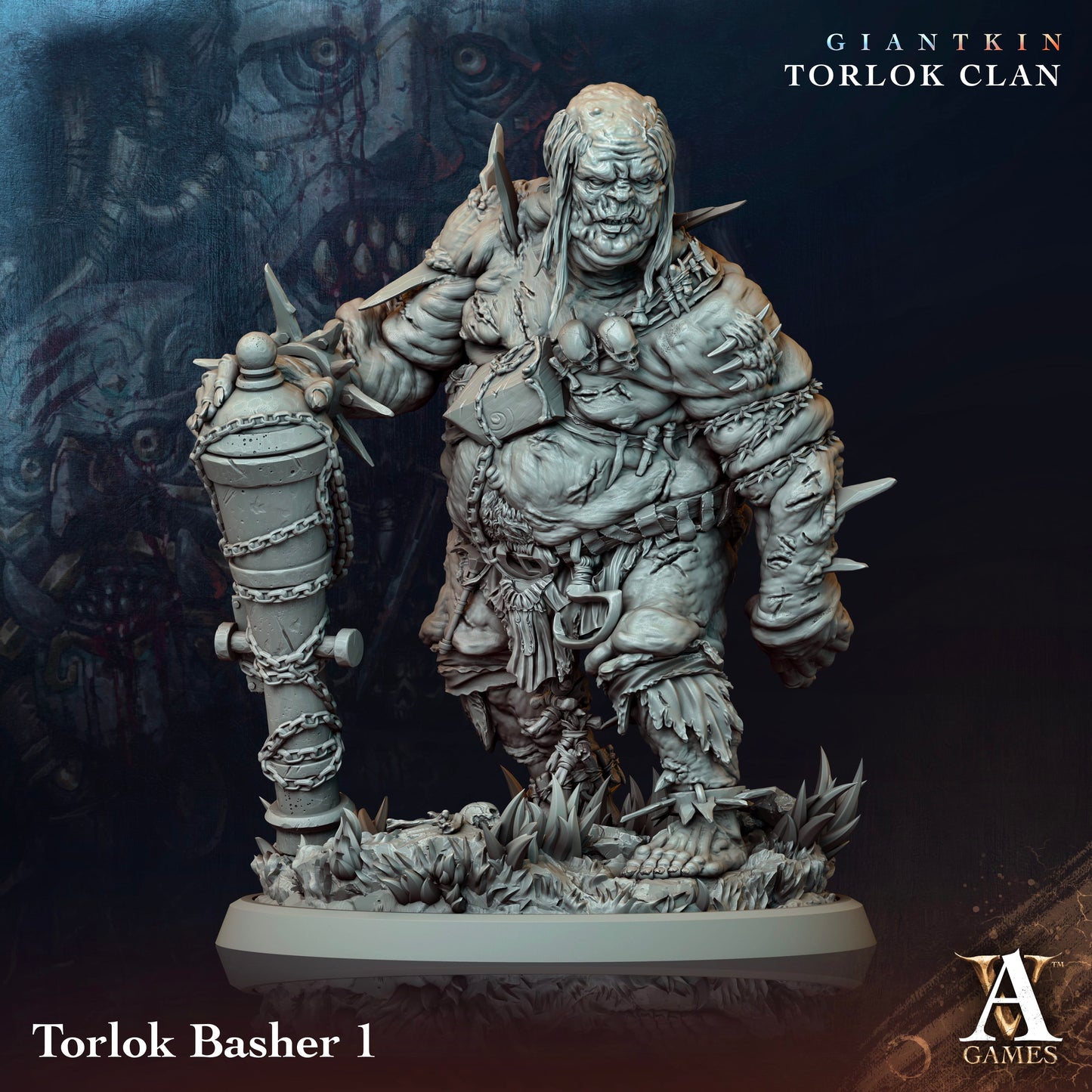3D Printed Archvillain Games Giantkin - Torlok Clan Torlok Basher 28 32mm D&D - 3D Printing Boss 