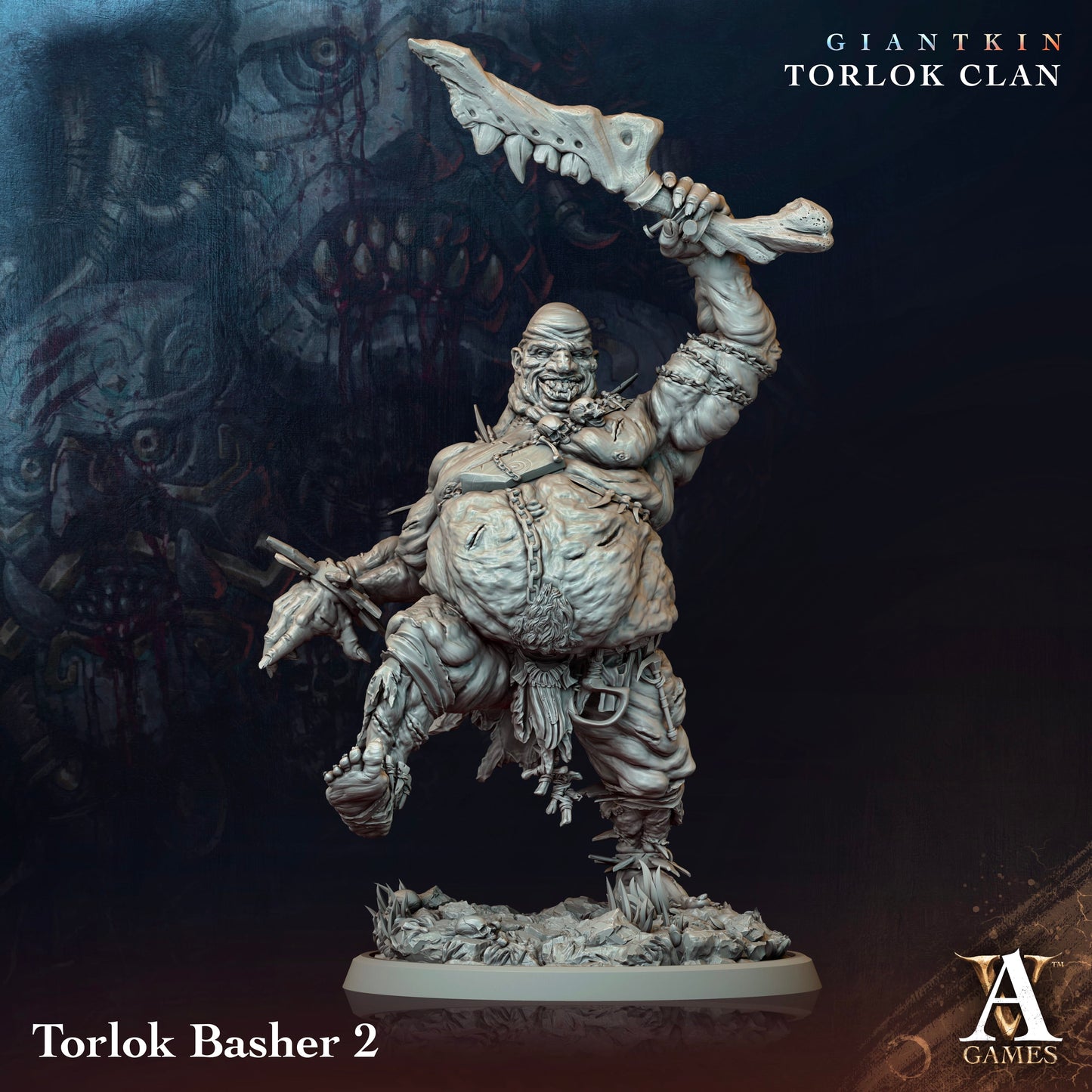 3D Printed Archvillain Games Giantkin - Torlok Clan Torlok Basher 28 32mm D&D - 3D Printing Boss 