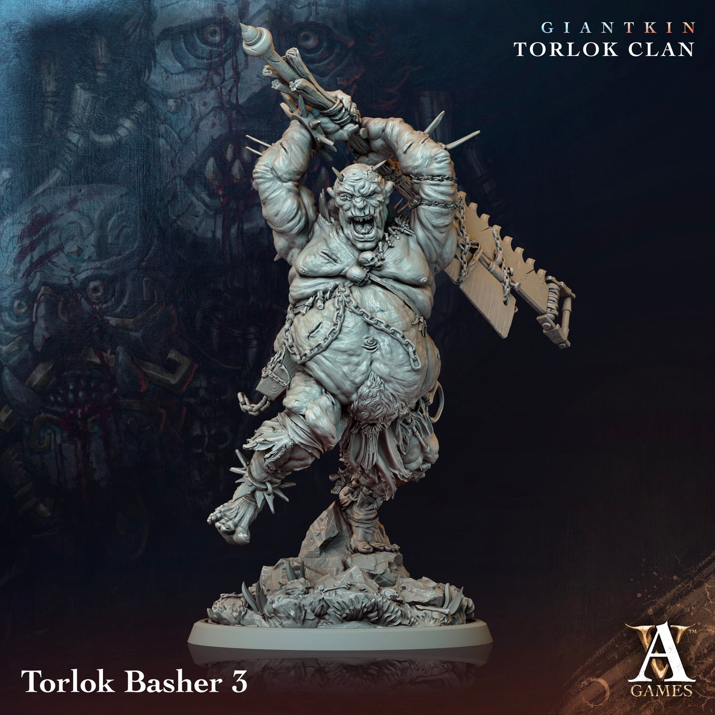 3D Printed Archvillain Games Giantkin - Torlok Clan Torlok Basher 28 32mm D&D - 3D Printing Boss 
