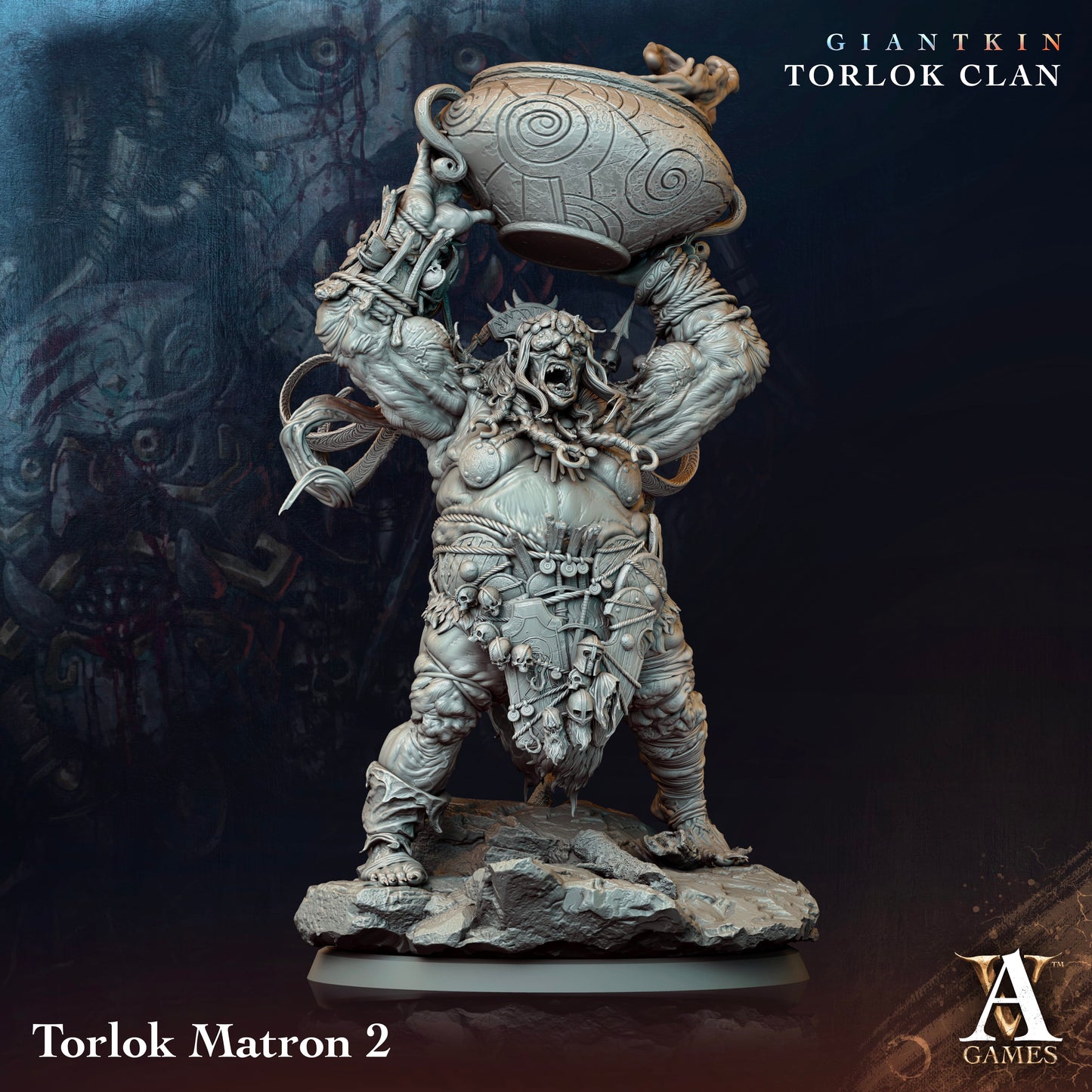 3D Printed Archvillain Games Giantkin - Torlok Clan Torlok Matron 28 32mm D&D - 3D Printing Boss 
