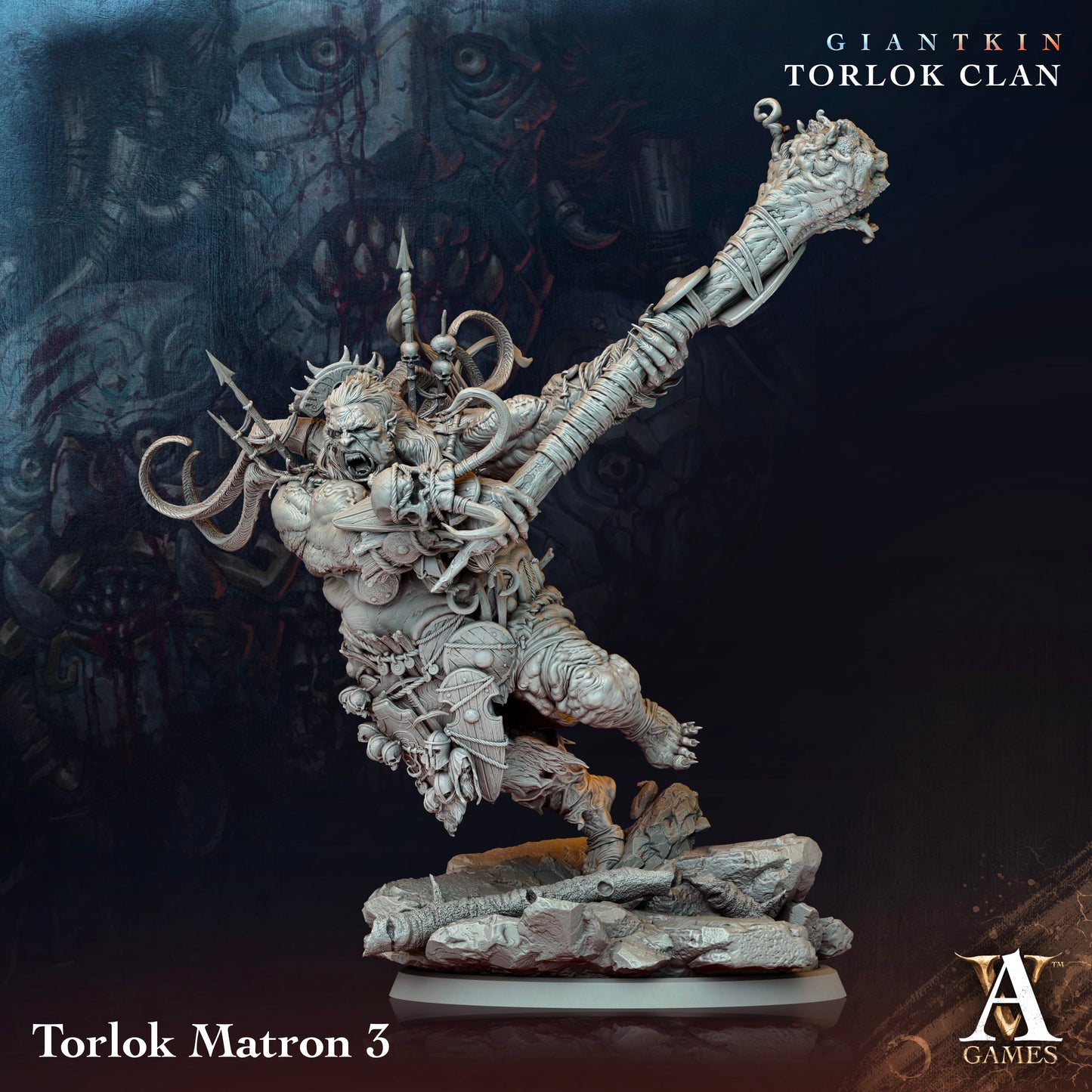 3D Printed Archvillain Games Giantkin - Torlok Clan Torlok Matron 28 32mm D&D - 3D Printing Boss 