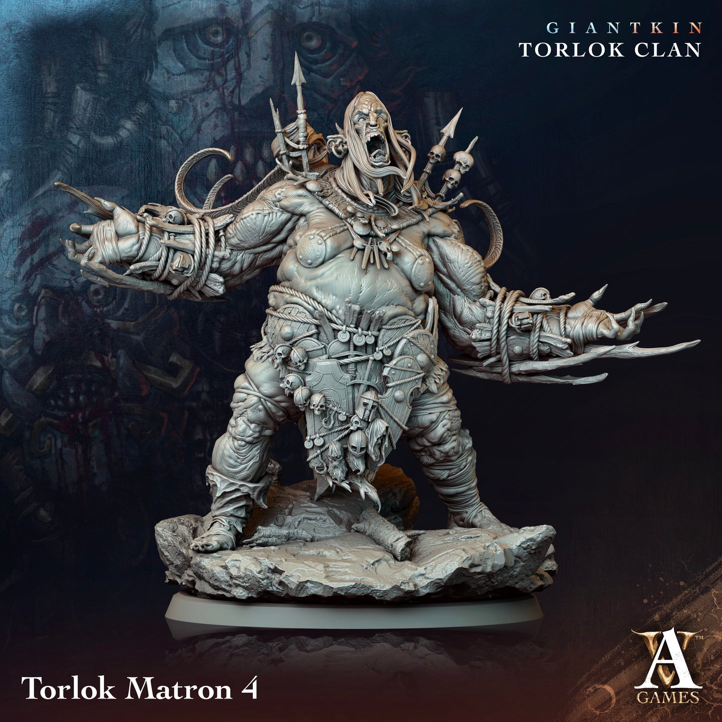 3D Printed Archvillain Games Giantkin - Torlok Clan Torlok Matron 28 32mm D&D - 3D Printing Boss 