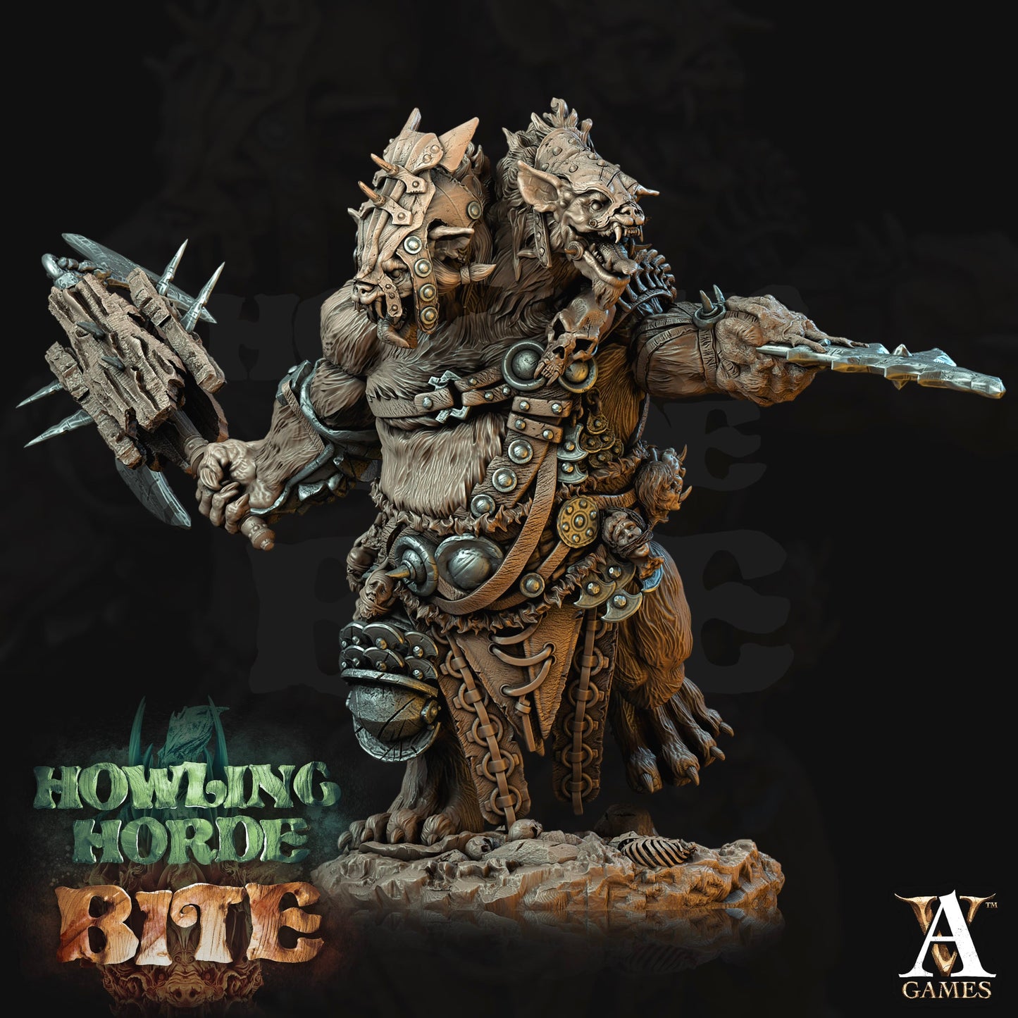 3D Printed Archvillain Games Gnoll Ettin Howling Horde 28 32mm D&D - 3D Printing Boss 