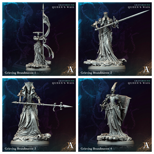 3D Printed Archvillain Games Grieving Brandmaven Gravebound Queen's Wail 28 32mm D&D - 3D Printing Boss 