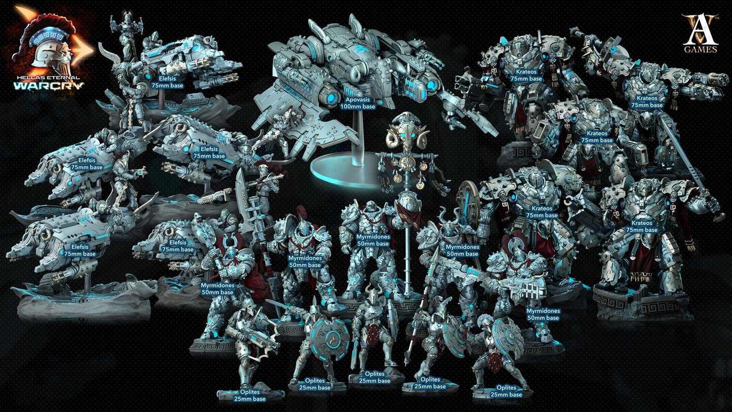 3D Printed Archvillain Games Hellas Eternal - Warcry Oplites 28 32mm D&D - 3D Printing Boss 