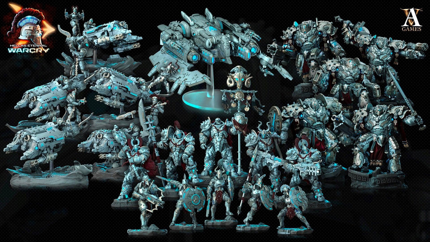 3D Printed Archvillain Games Hellas Eternal - Warcry Oplites 28 32mm D&D - 3D Printing Boss 