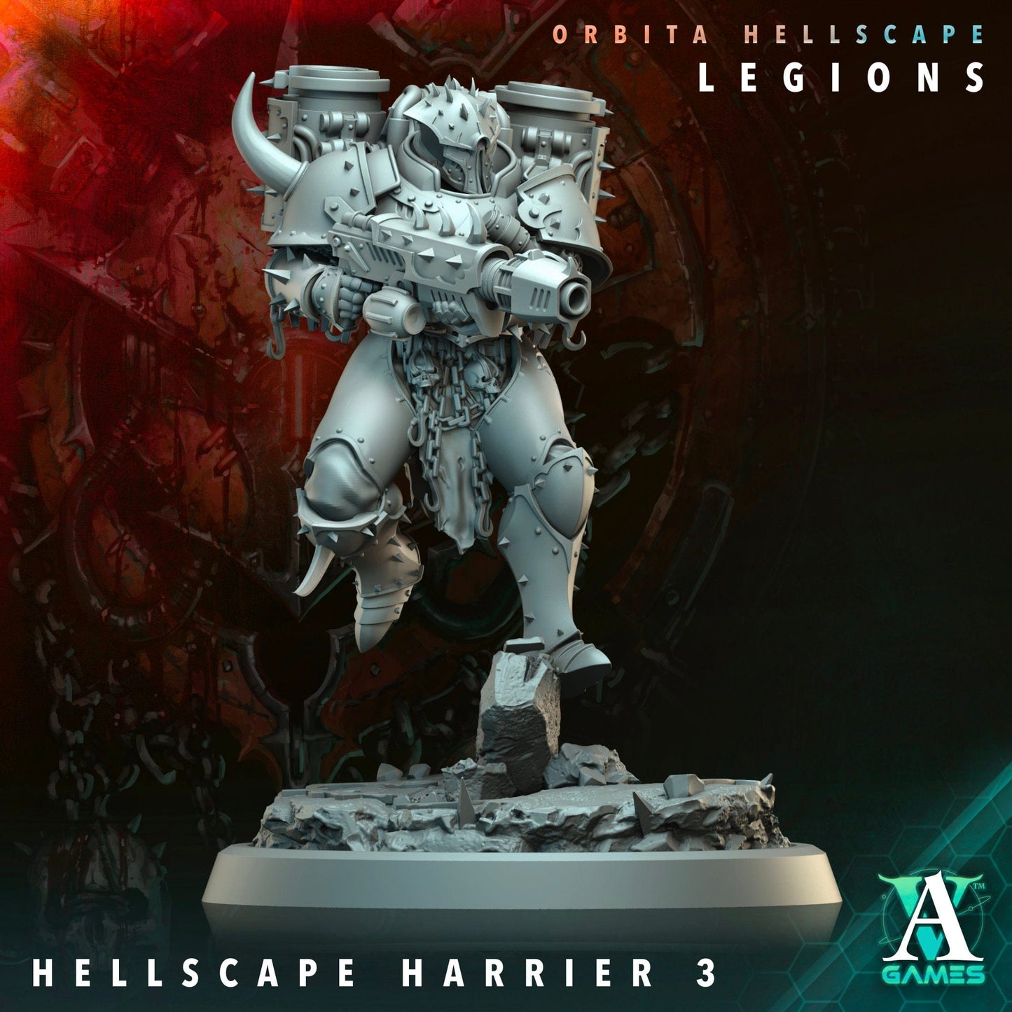 3D Printed Archvillain Games Hellscape Harrier Orbita Hellscape - Legions 28 32mm D&D - 3D Printing Boss 