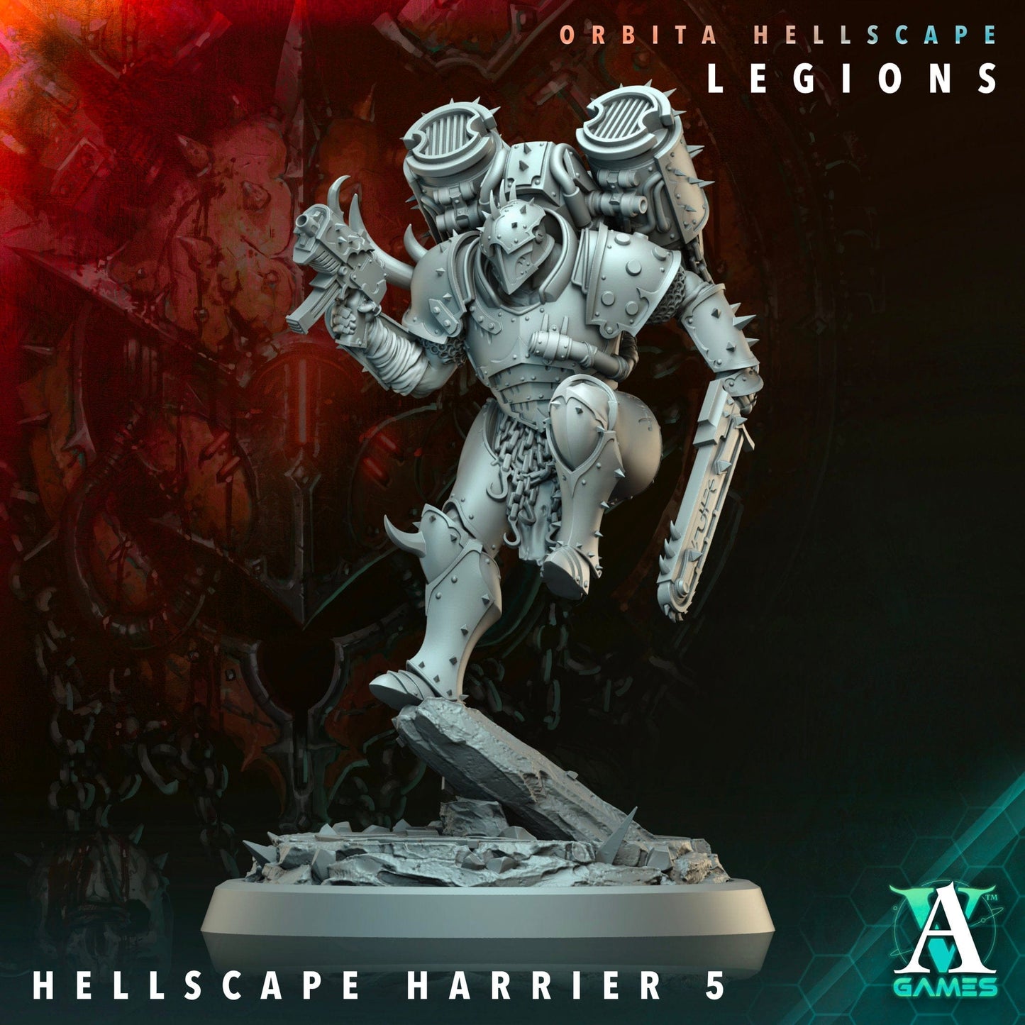 3D Printed Archvillain Games Hellscape Harrier Orbita Hellscape - Legions 28 32mm D&D - 3D Printing Boss 