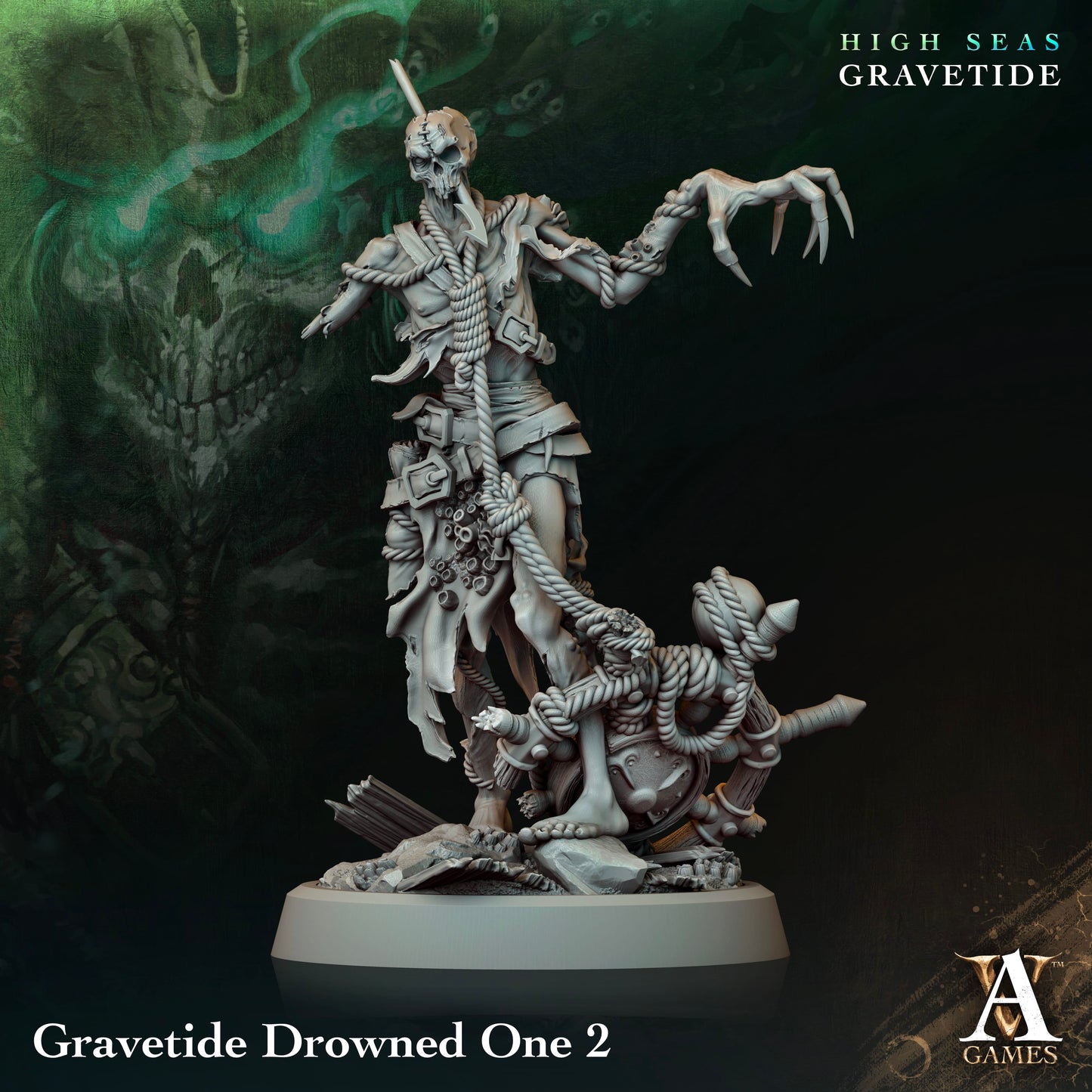 3D Printed Archvillain Games High Seas - Gravetide Gravetide Drowned One 28 32mm D&D - 3D Printing Boss 