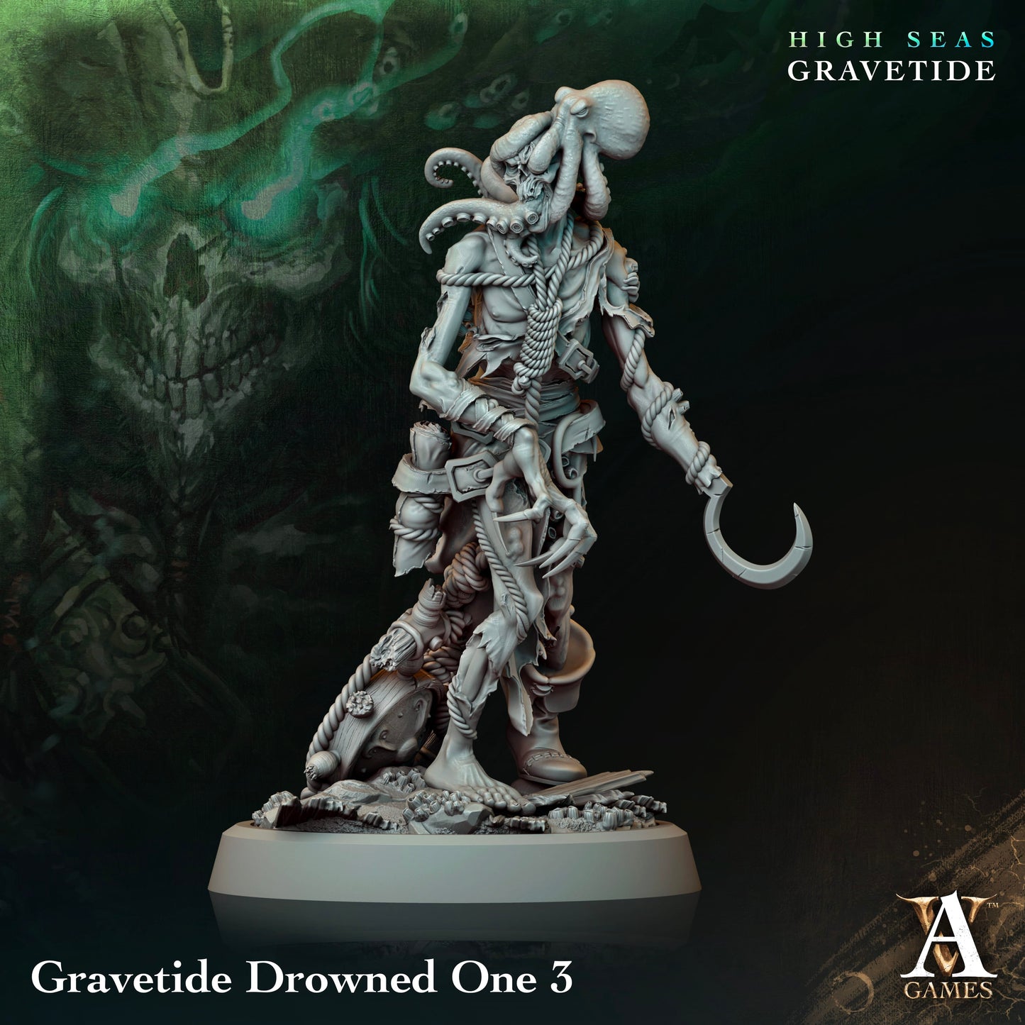 3D Printed Archvillain Games High Seas - Gravetide Gravetide Drowned One 28 32mm D&D - 3D Printing Boss 