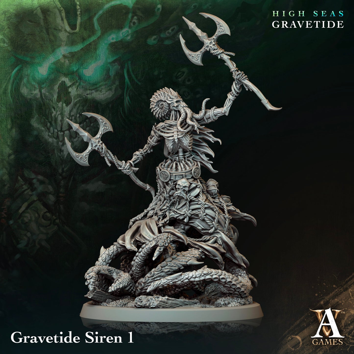 3D Printed Archvillain Games High Seas - Gravetide Gravetide Siren 28 32mm D&D - 3D Printing Boss 