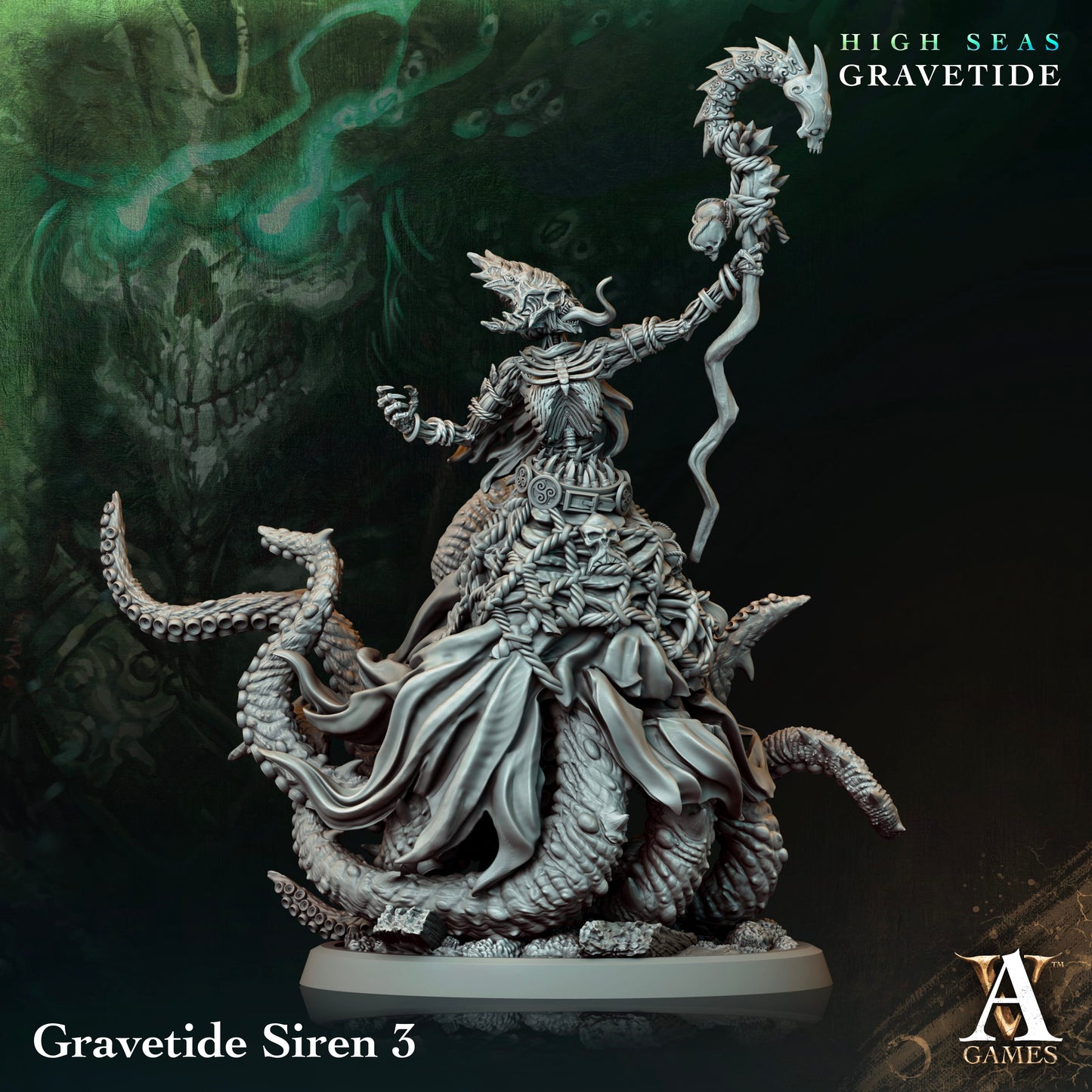 3D Printed Archvillain Games High Seas - Gravetide Gravetide Siren 28 32mm D&D - 3D Printing Boss 