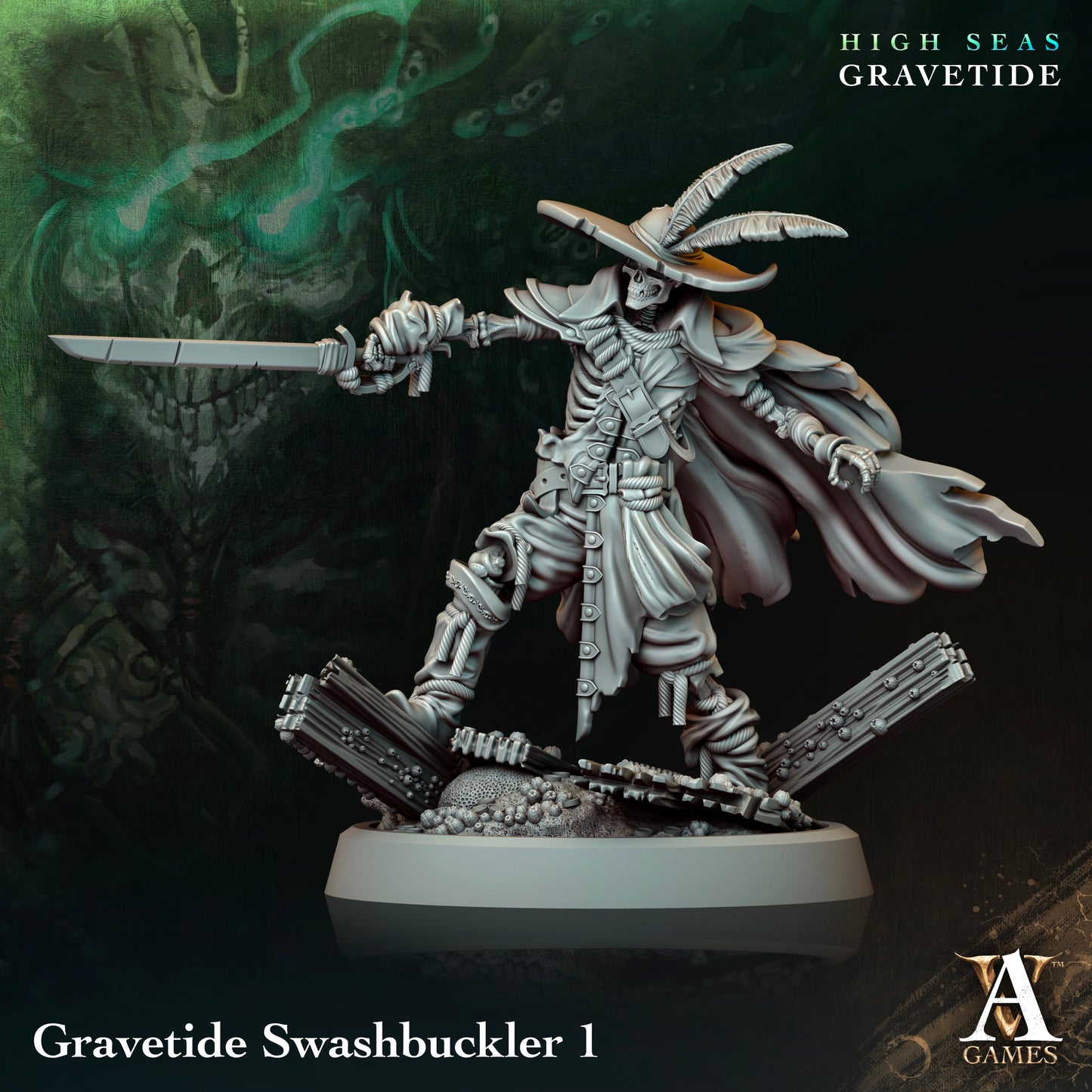 3D Printed Archvillain Games High Seas - Gravetide Gravetide Swashbuckler 28 32mm D&D - 3D Printing Boss 