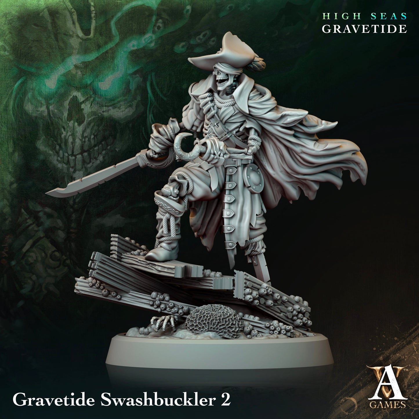 3D Printed Archvillain Games High Seas - Gravetide Gravetide Swashbuckler 28 32mm D&D - 3D Printing Boss 
