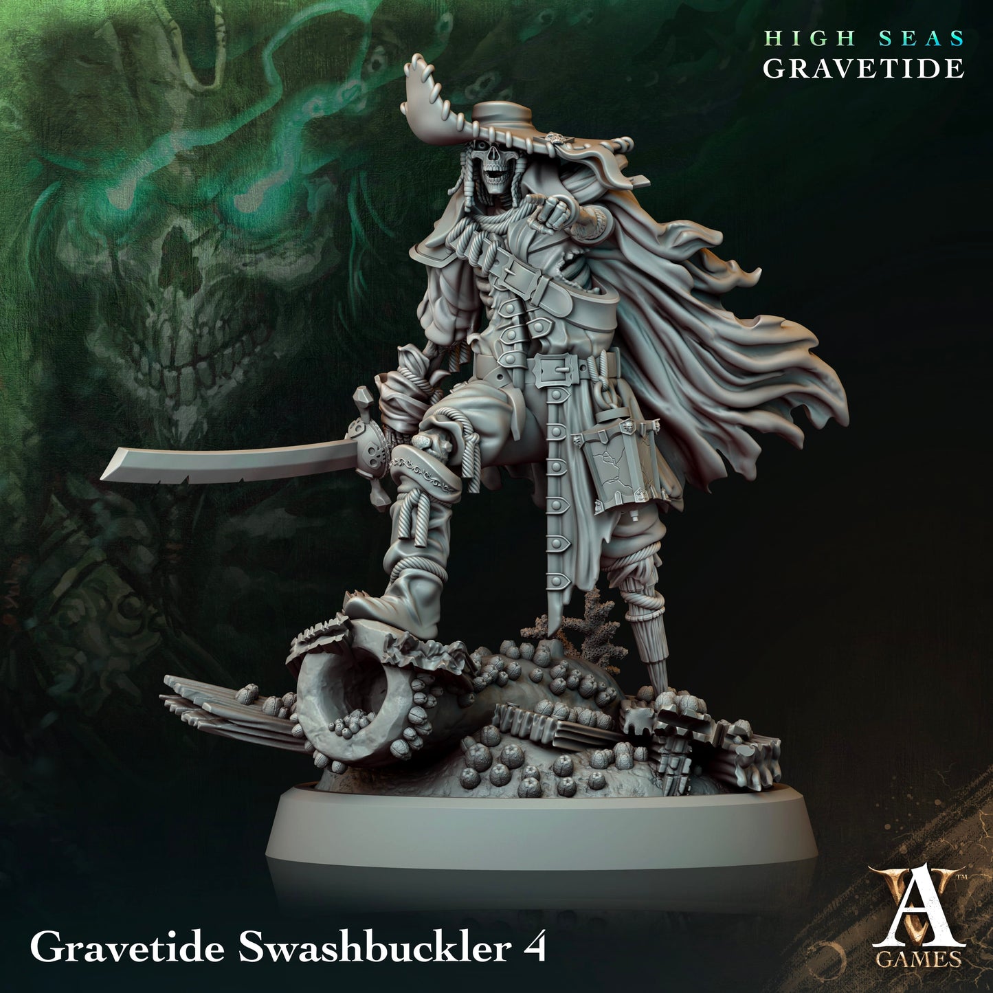 3D Printed Archvillain Games High Seas - Gravetide Gravetide Swashbuckler 28 32mm D&D - 3D Printing Boss 