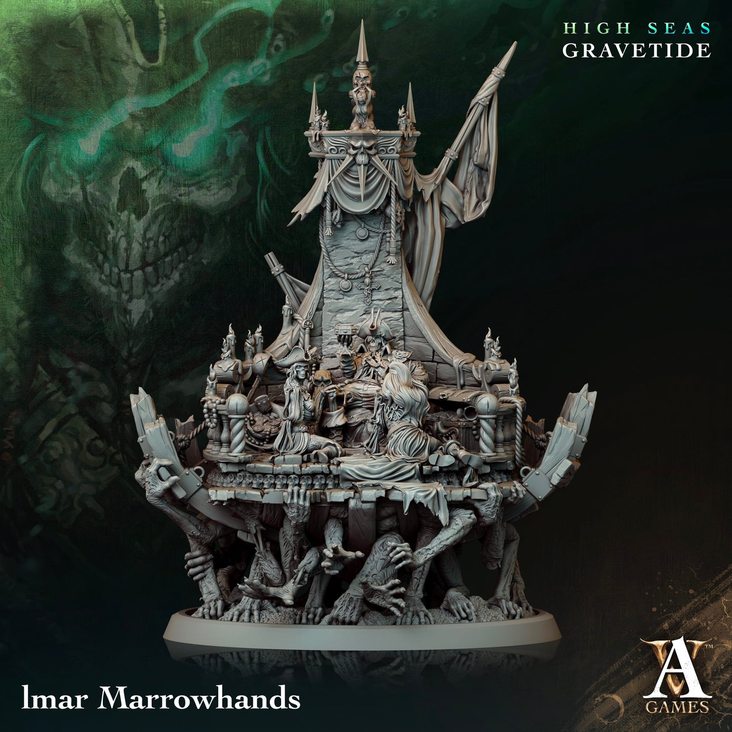 3D Printed Archvillain Games High Seas - Gravetide lmar Marrowhands 28 32mm D&D - 3D Printing Boss 