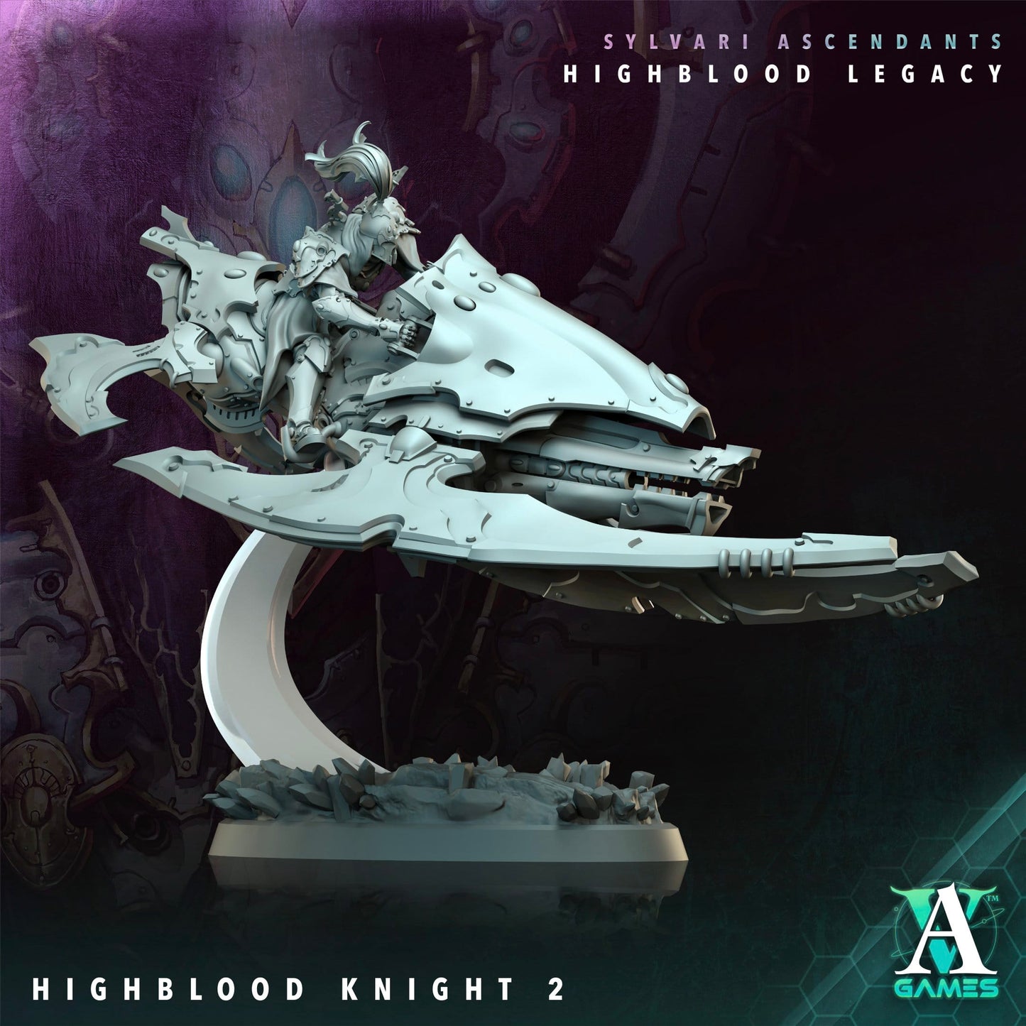 3D Printed Archvillain Games Highblood Knight Sylvari Ascendants Highblood Legacy Archvillain Society Vol XXXV 28 32mm D&D - 3D Printing Boss 