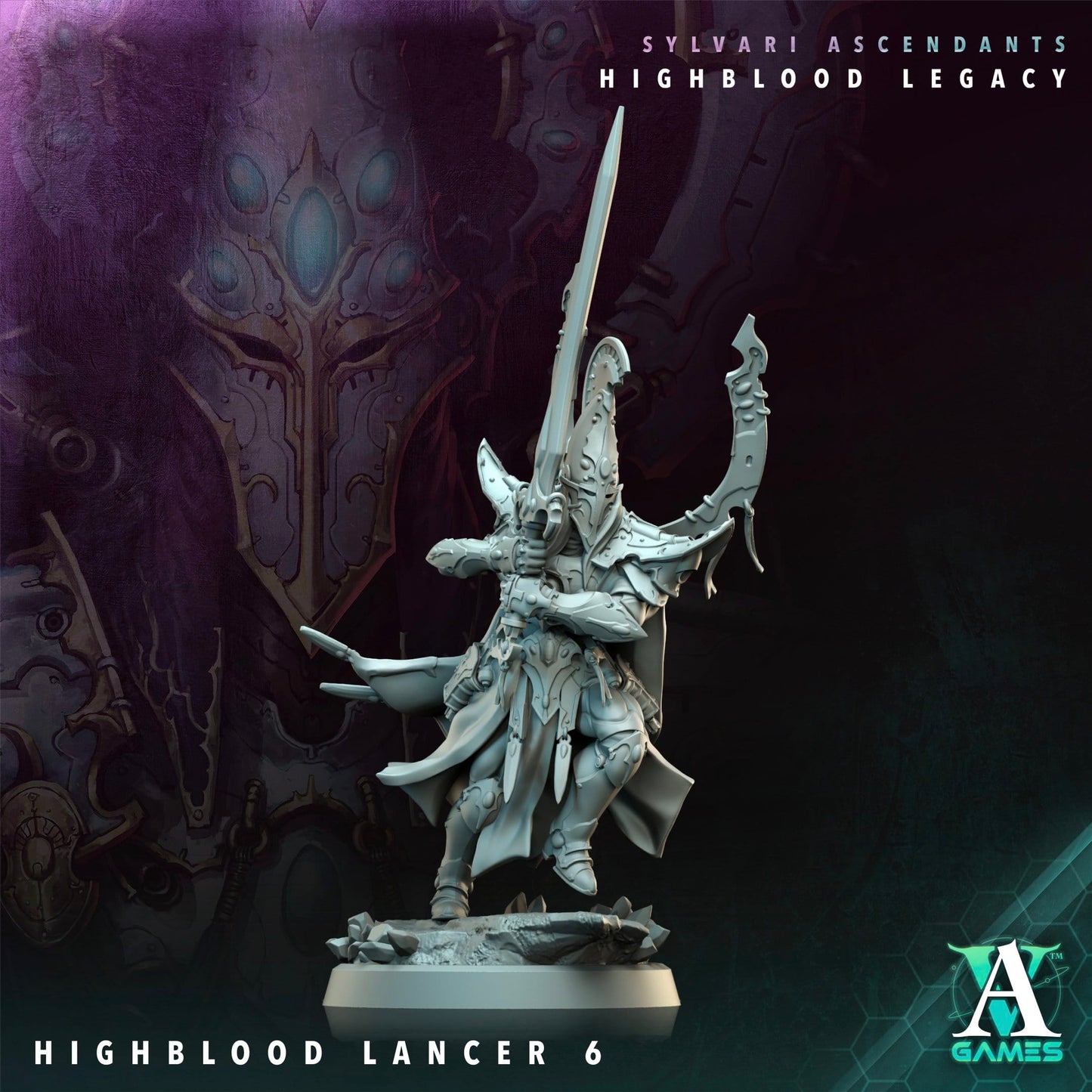 3D Printed Archvillain Games Highblood Lancer Sylvari Ascendants Highblood Legacy Archvillain Society Vol XXXV 28 32mm D&D - 3D Printing Boss 