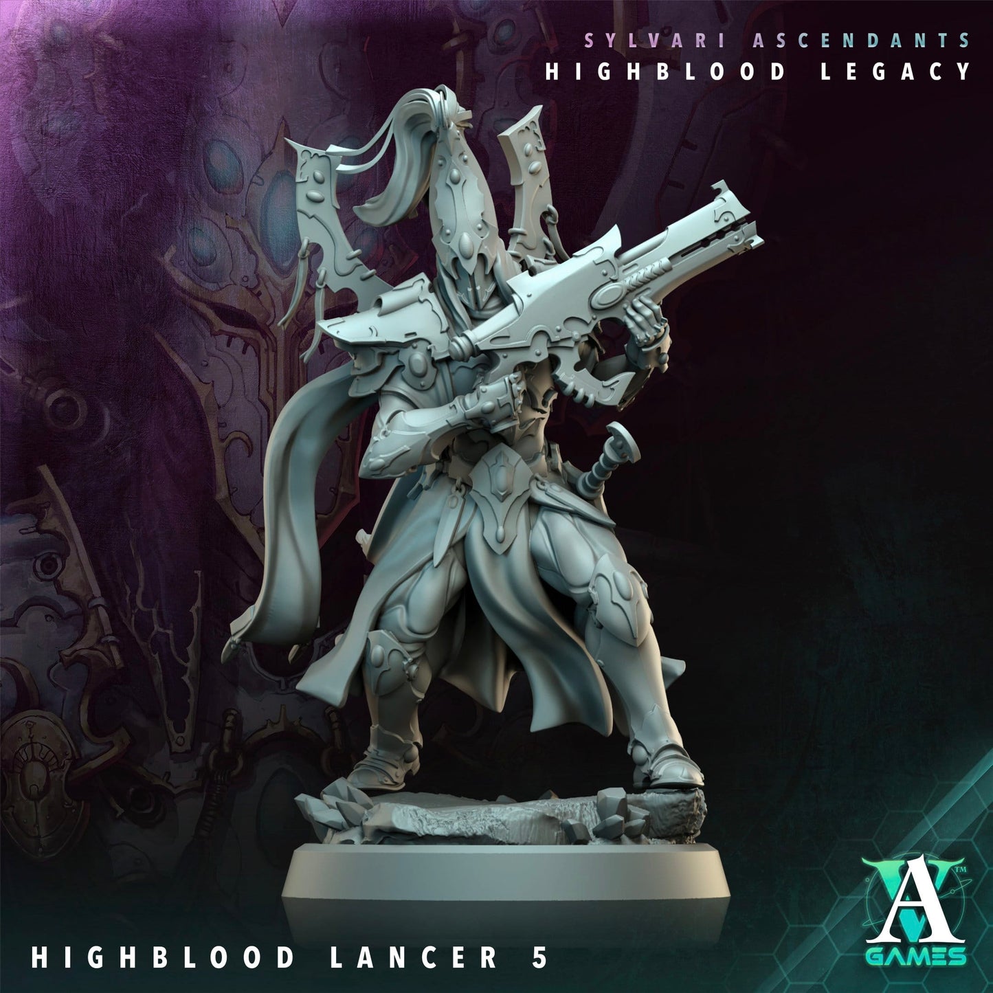 3D Printed Archvillain Games Highblood Lancer Sylvari Ascendants Highblood Legacy Archvillain Society Vol XXXV 28 32mm D&D - 3D Printing Boss 