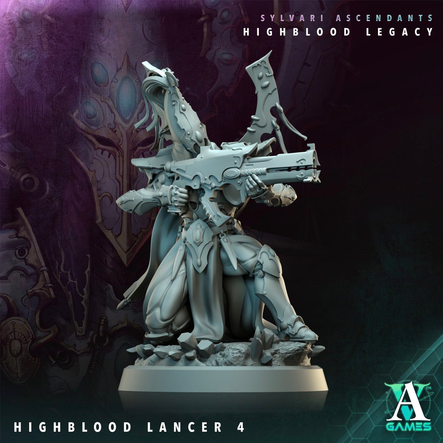 3D Printed Archvillain Games Highblood Lancer Sylvari Ascendants Highblood Legacy Archvillain Society Vol XXXV 28 32mm D&D - 3D Printing Boss 